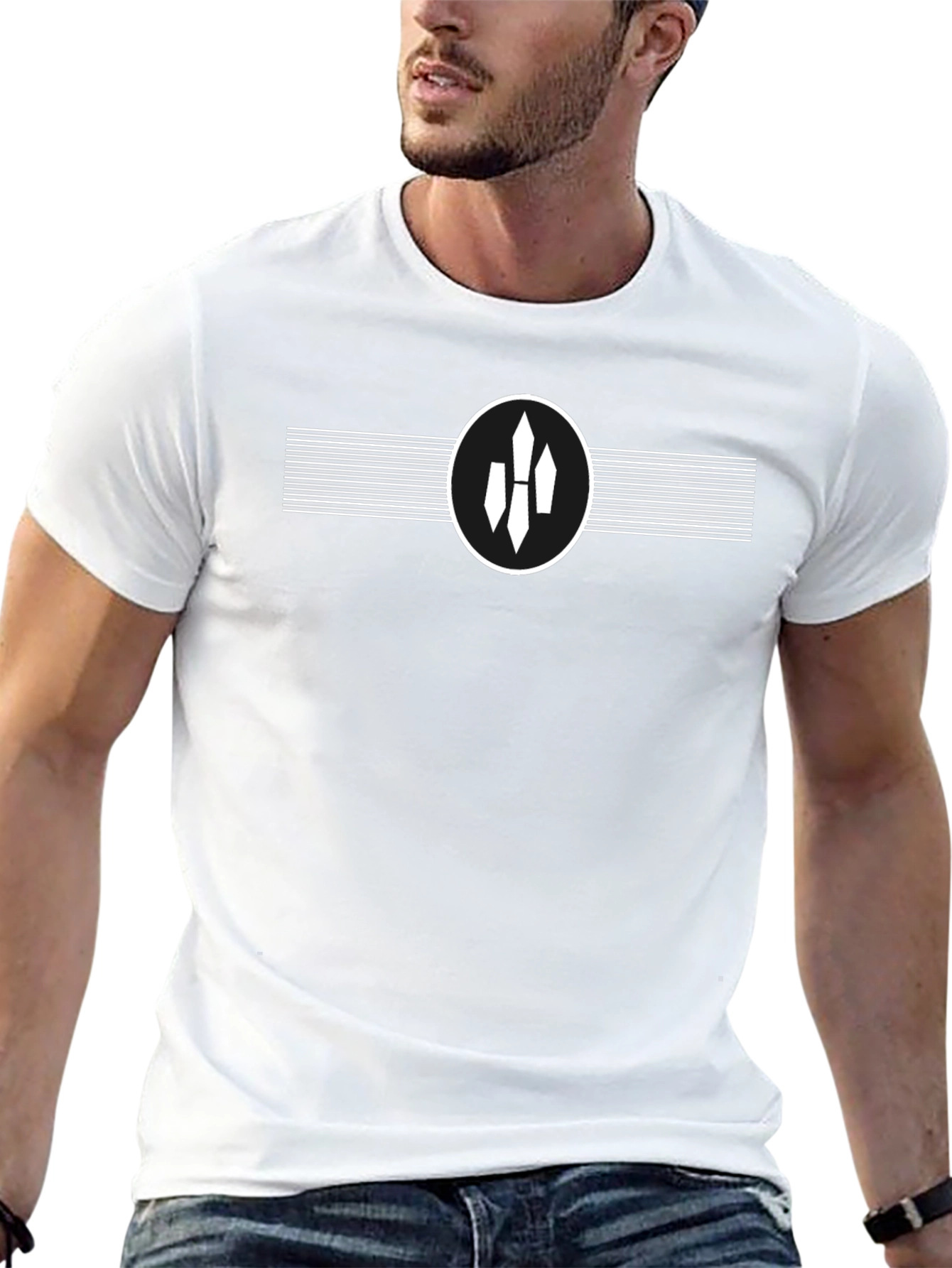 Modern Black T-Shirt with Abstract Circle Design