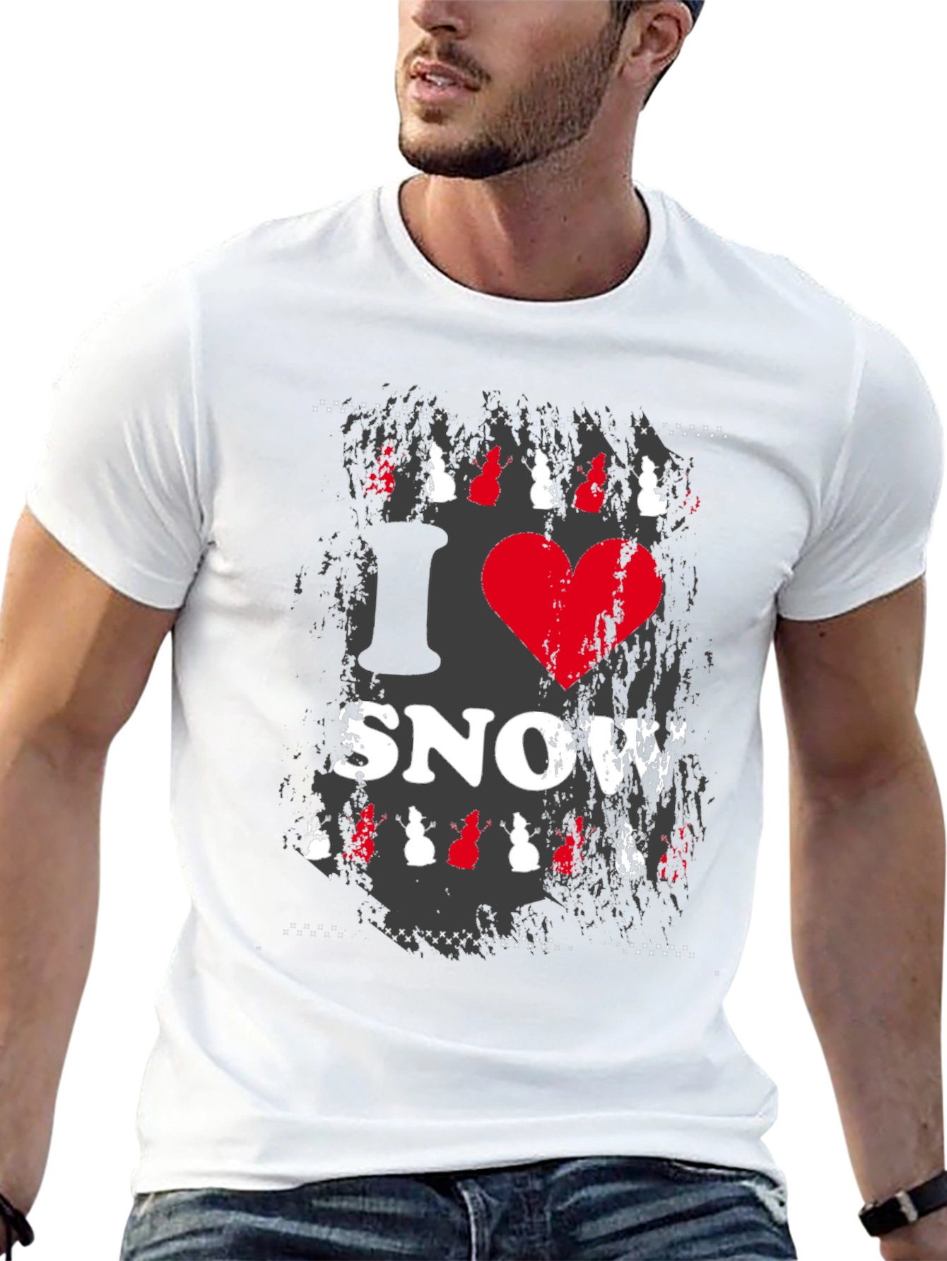I Heart Snow Graphic Print Black T-Shirt