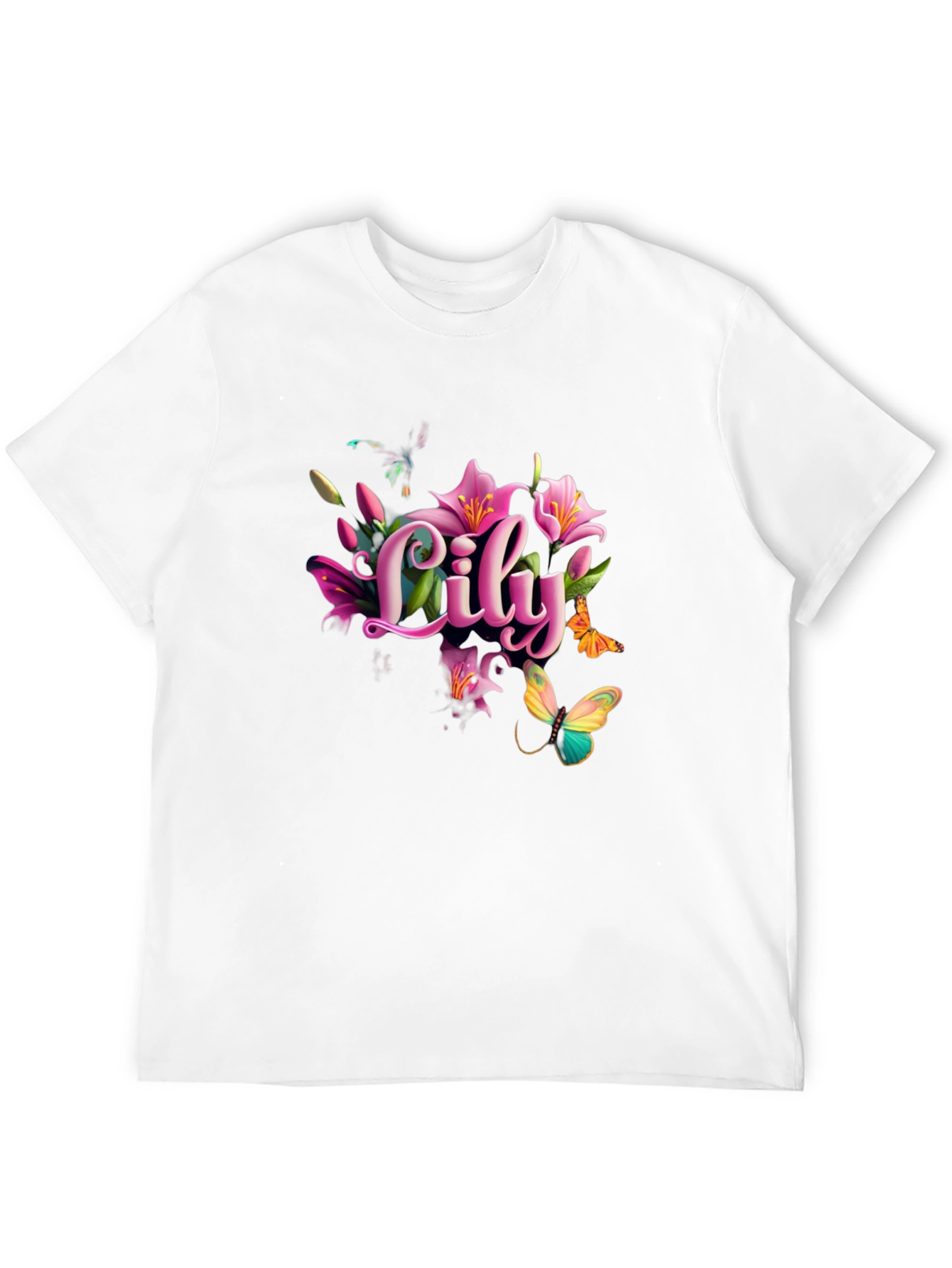 Lily Floral Butterfly Graphic T-Shirt