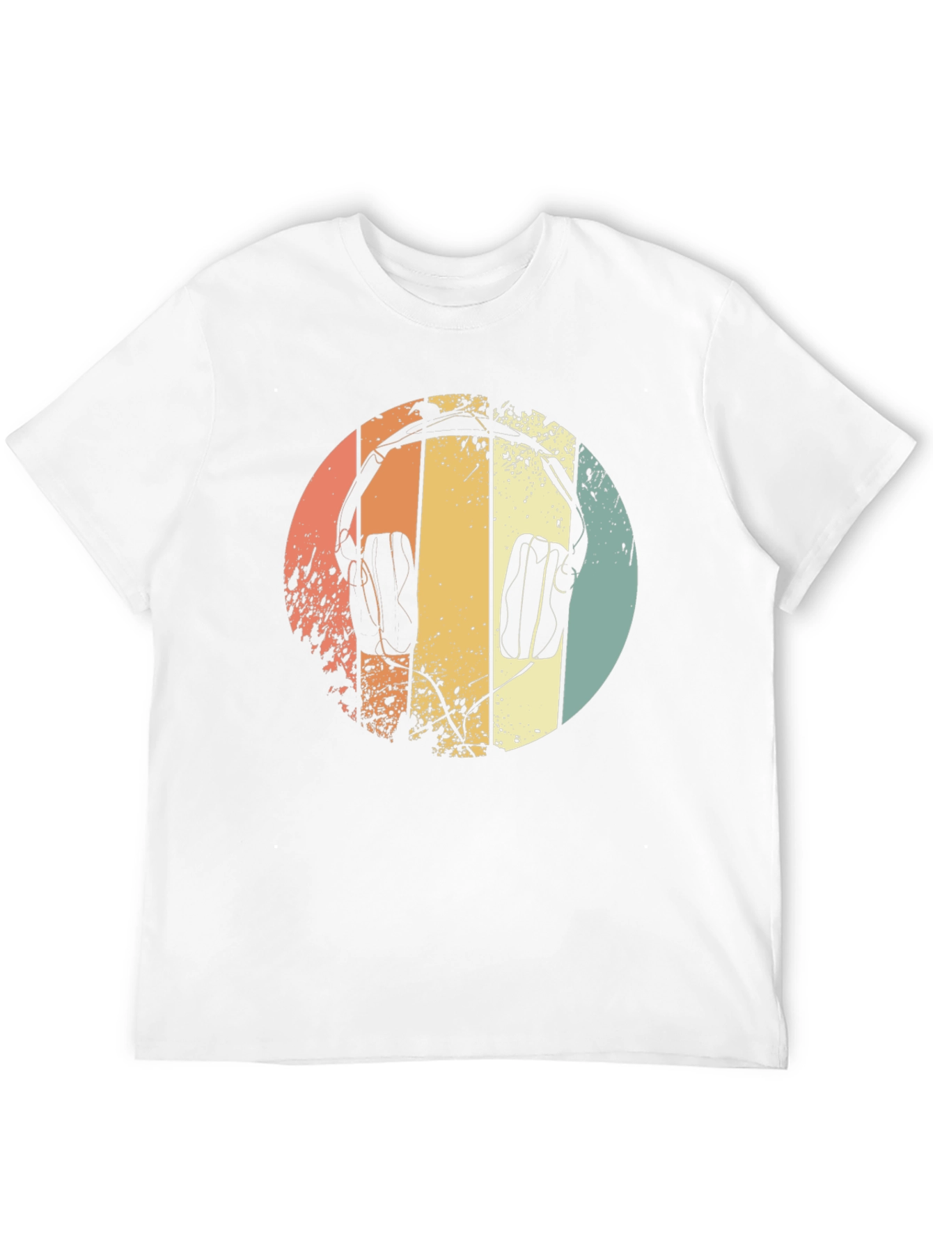 Retro Headphones Graphic Tee - Black Cotton T-Shirt