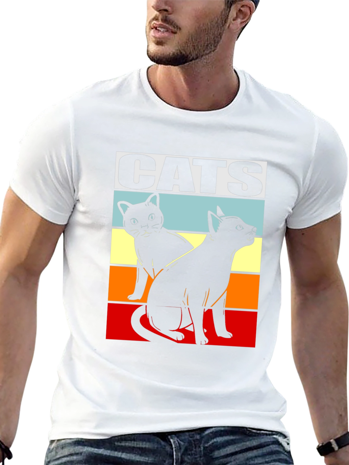 Retro Cats Graphic Tee - Cool Cat Lover Shirt