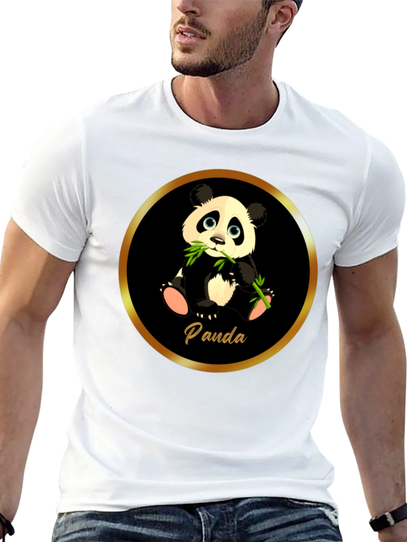 Cute Panda T-Shirt - Black Cotton Tee