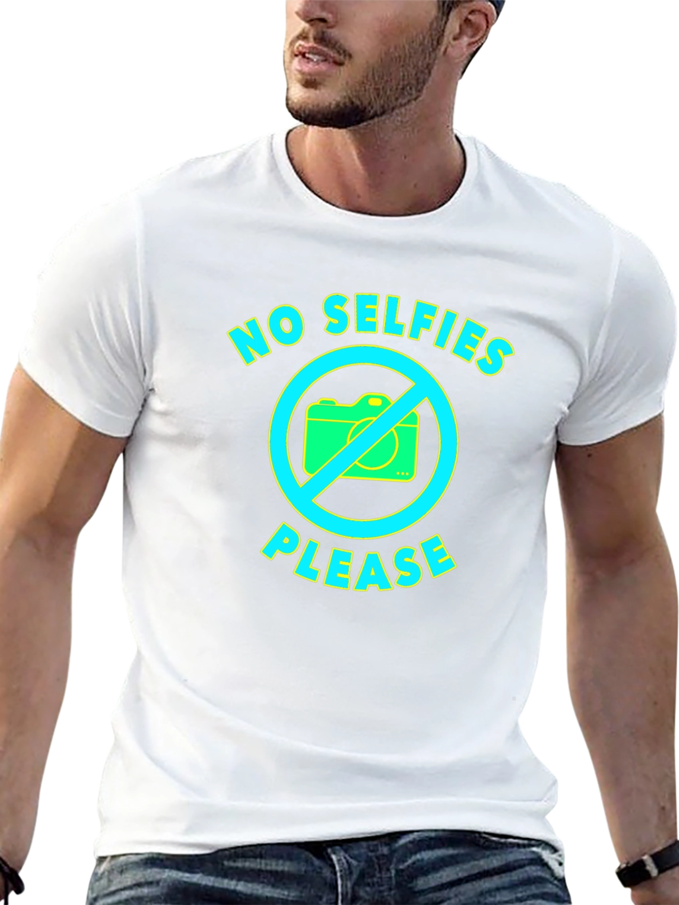 No Selfies Please Graphic T-Shirt