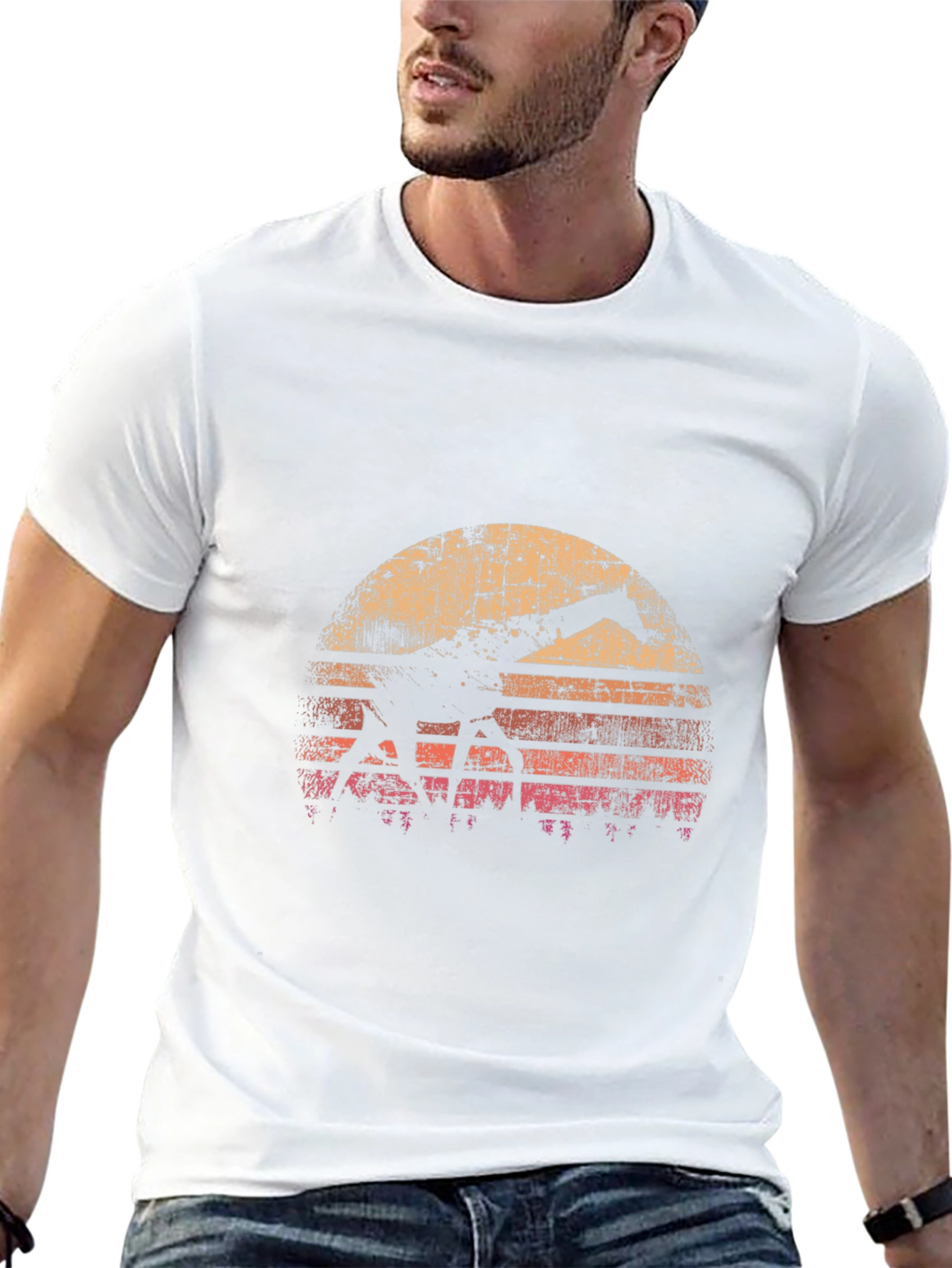 Retro Giraffe Sunset Black T-Shirt