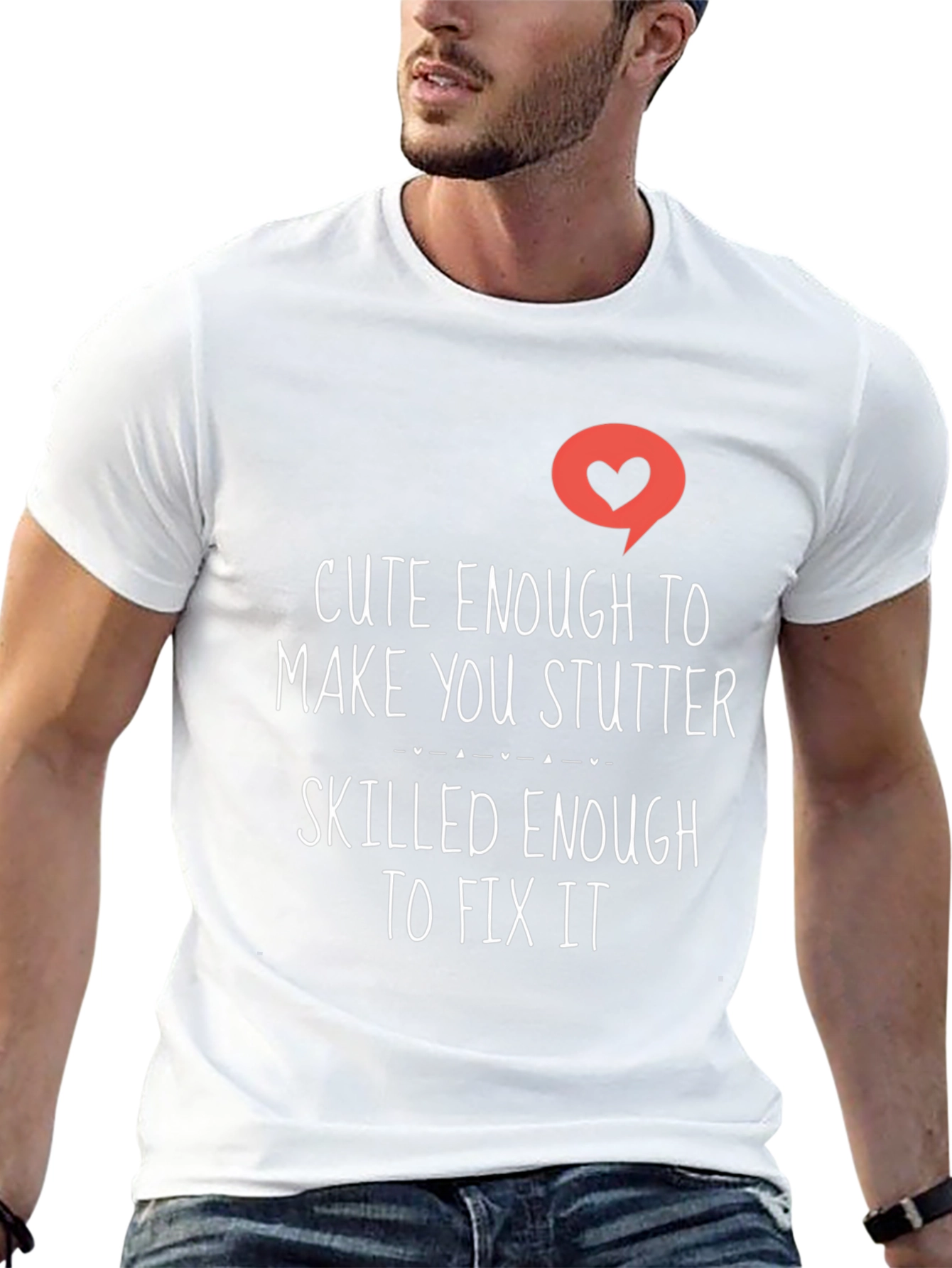 Cute Enough To Make You Stutter Black Tee