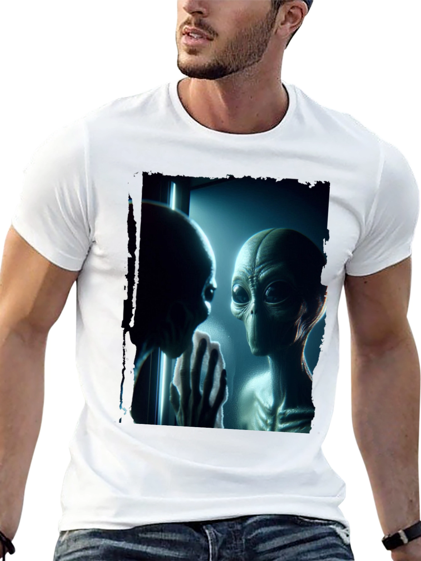 Alien Encounter Graphic Tee - Black Casual Shirt