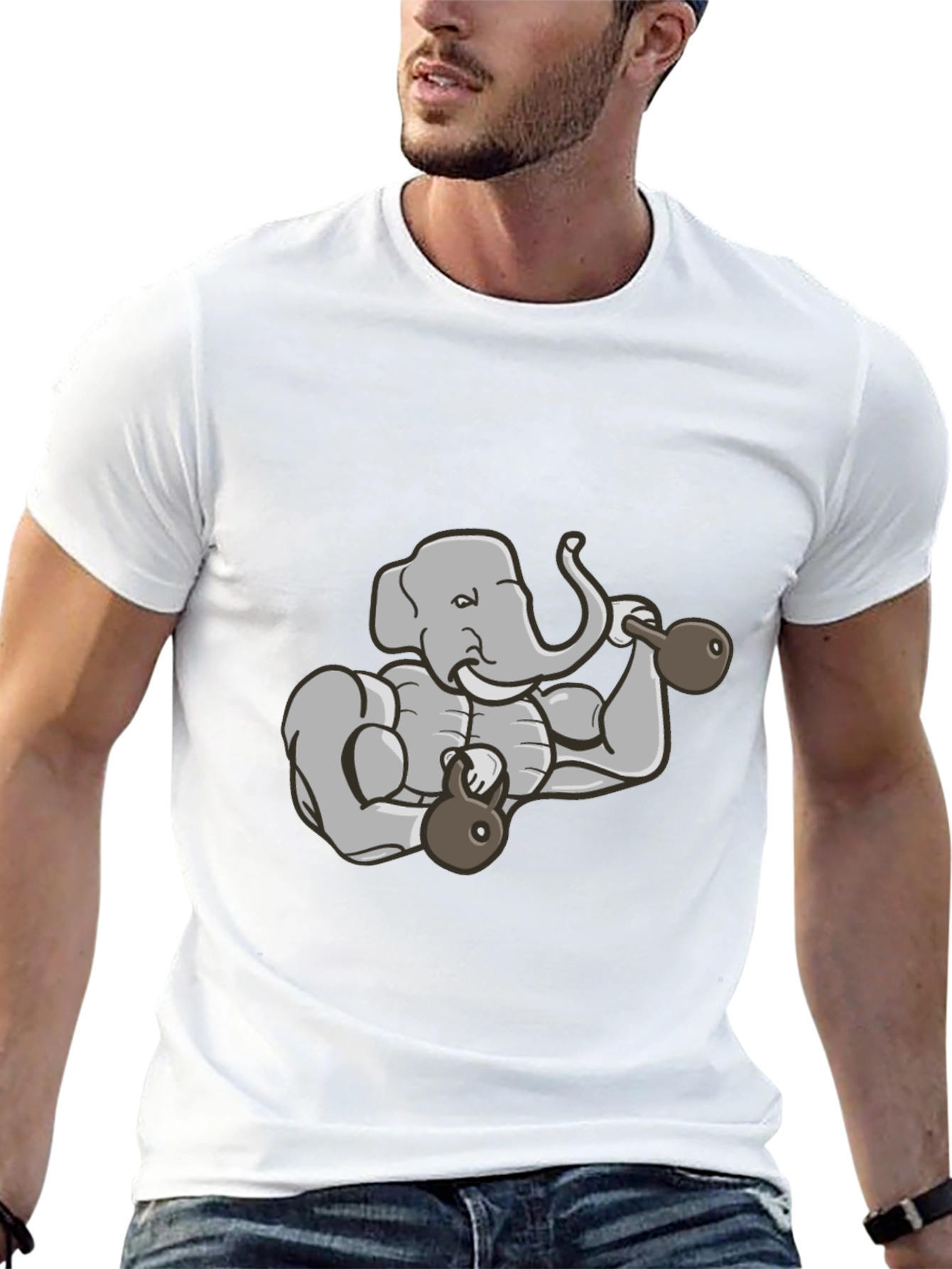 Weightlifting Elephant Graphic Tee - Black