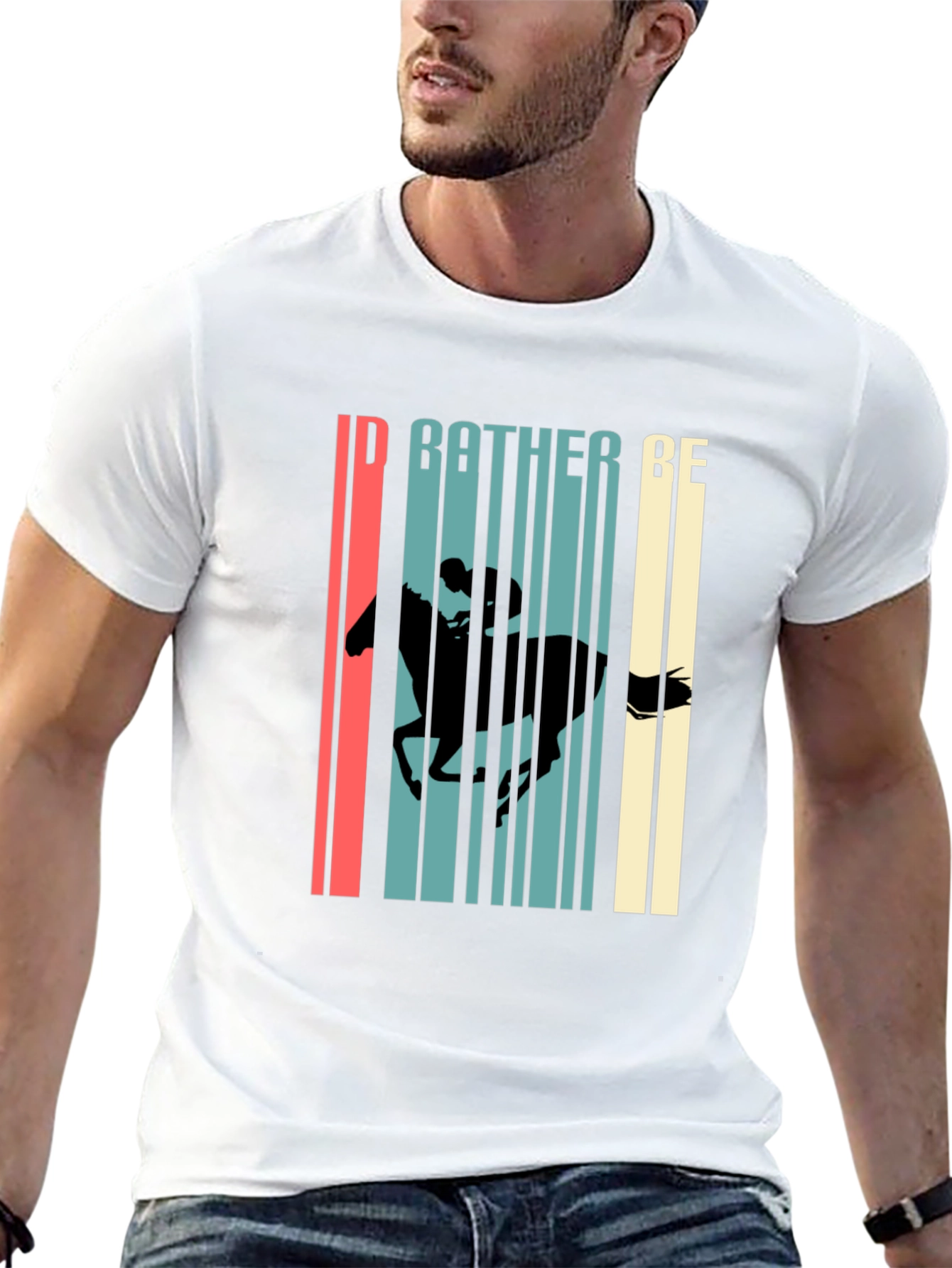 Id Rather Be Horseback Riding Black T-Shirt