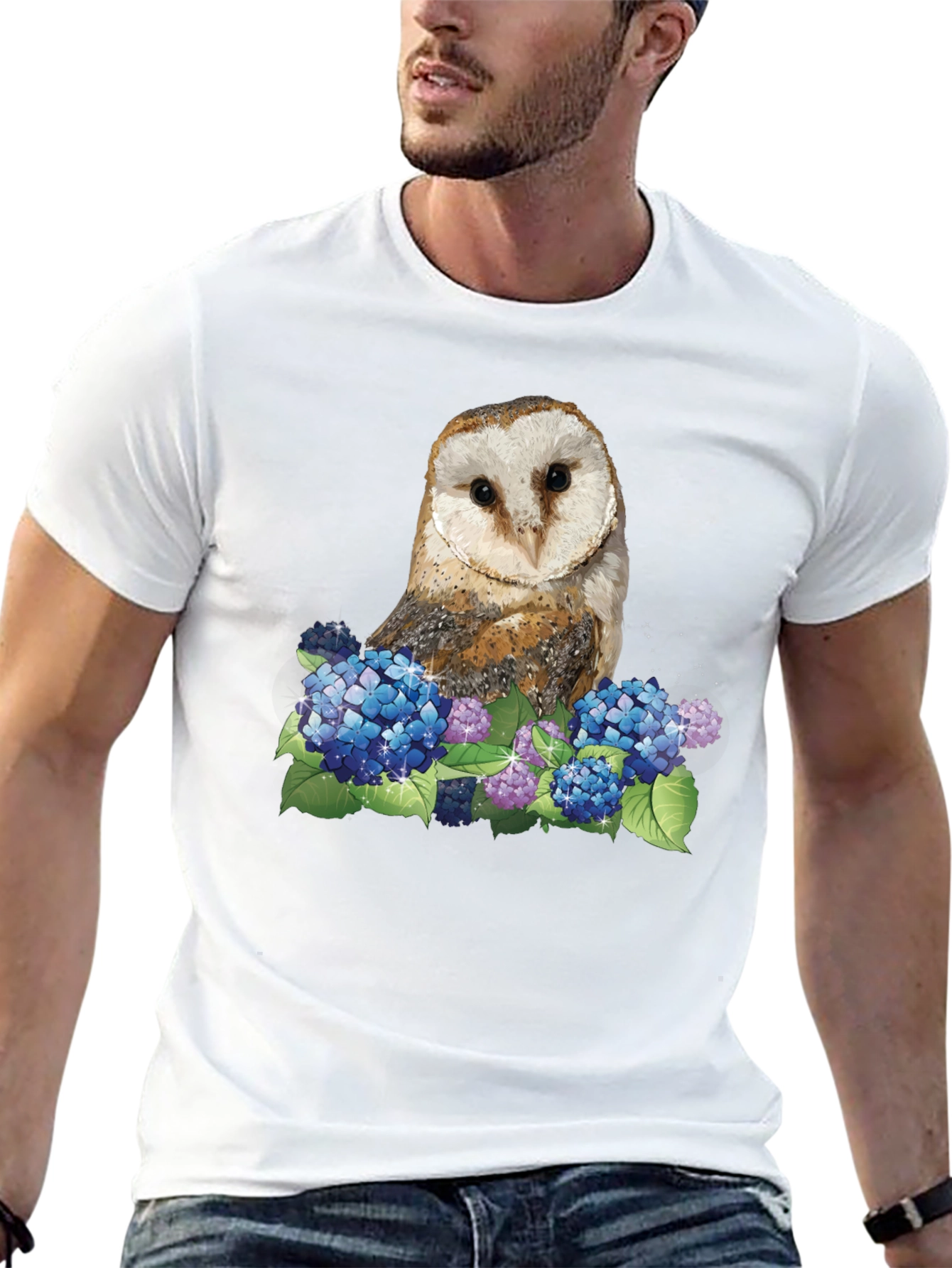 Owl & Hydrangea Graphic Tee