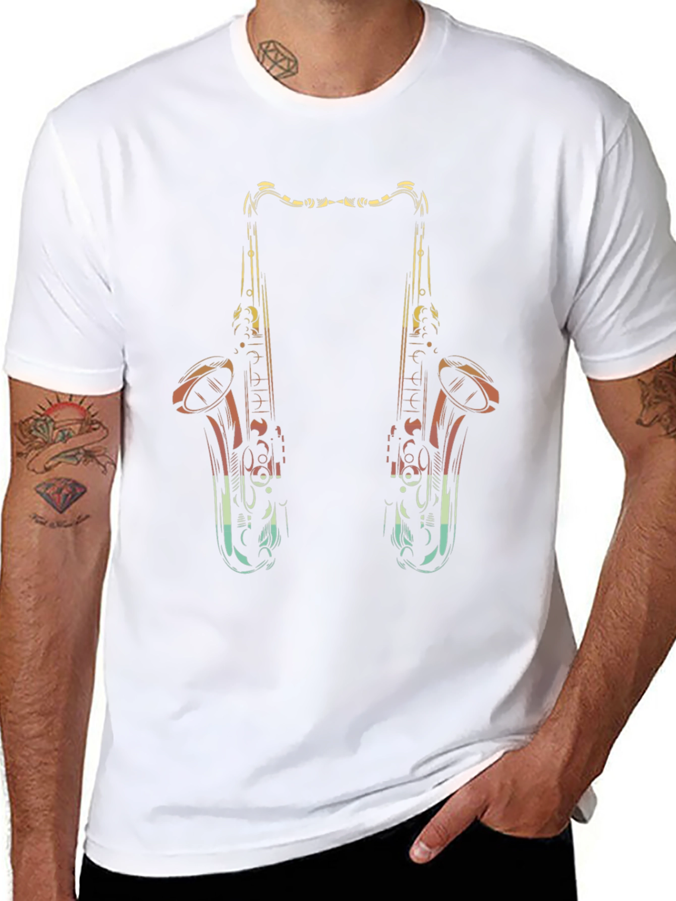 Saxophone Graphic Black T-Shirt