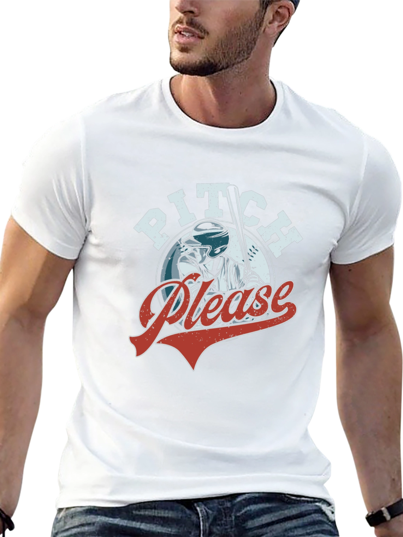Pitch Please Baseball Graphic T-Shirt - Black