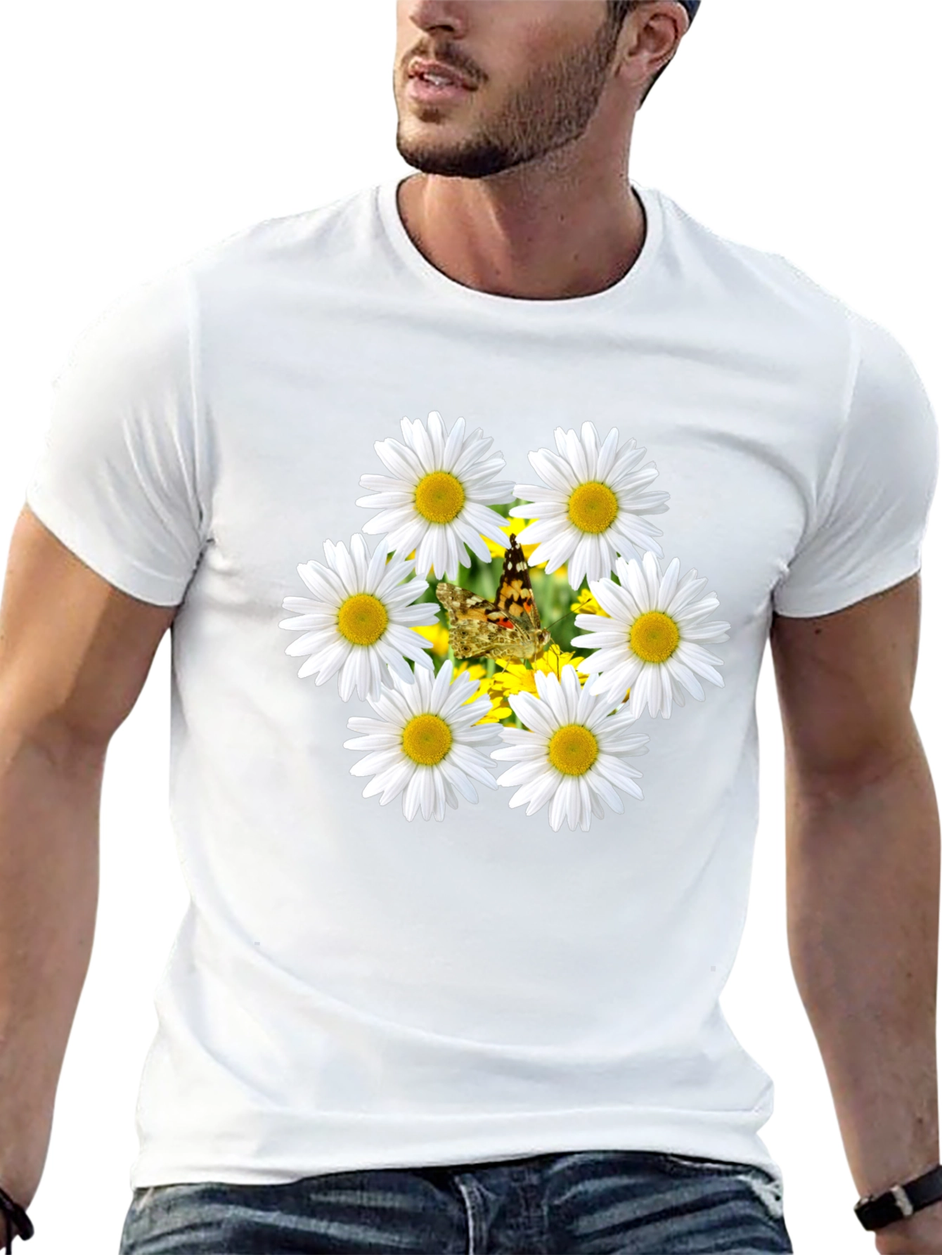 Daisy Butterfly Black T-Shirt