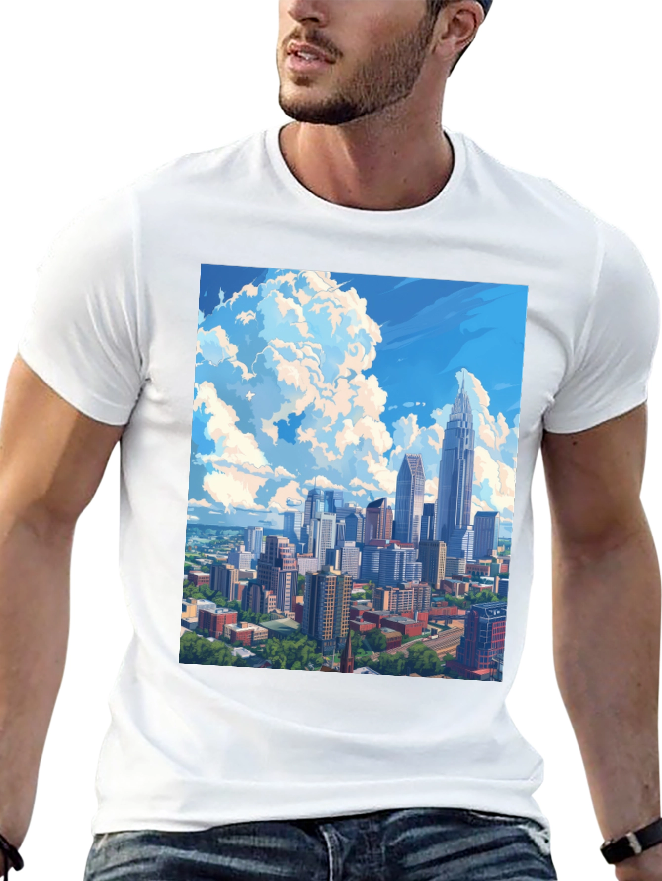 Cityscape Graphic Tee - Black Cotton Blend