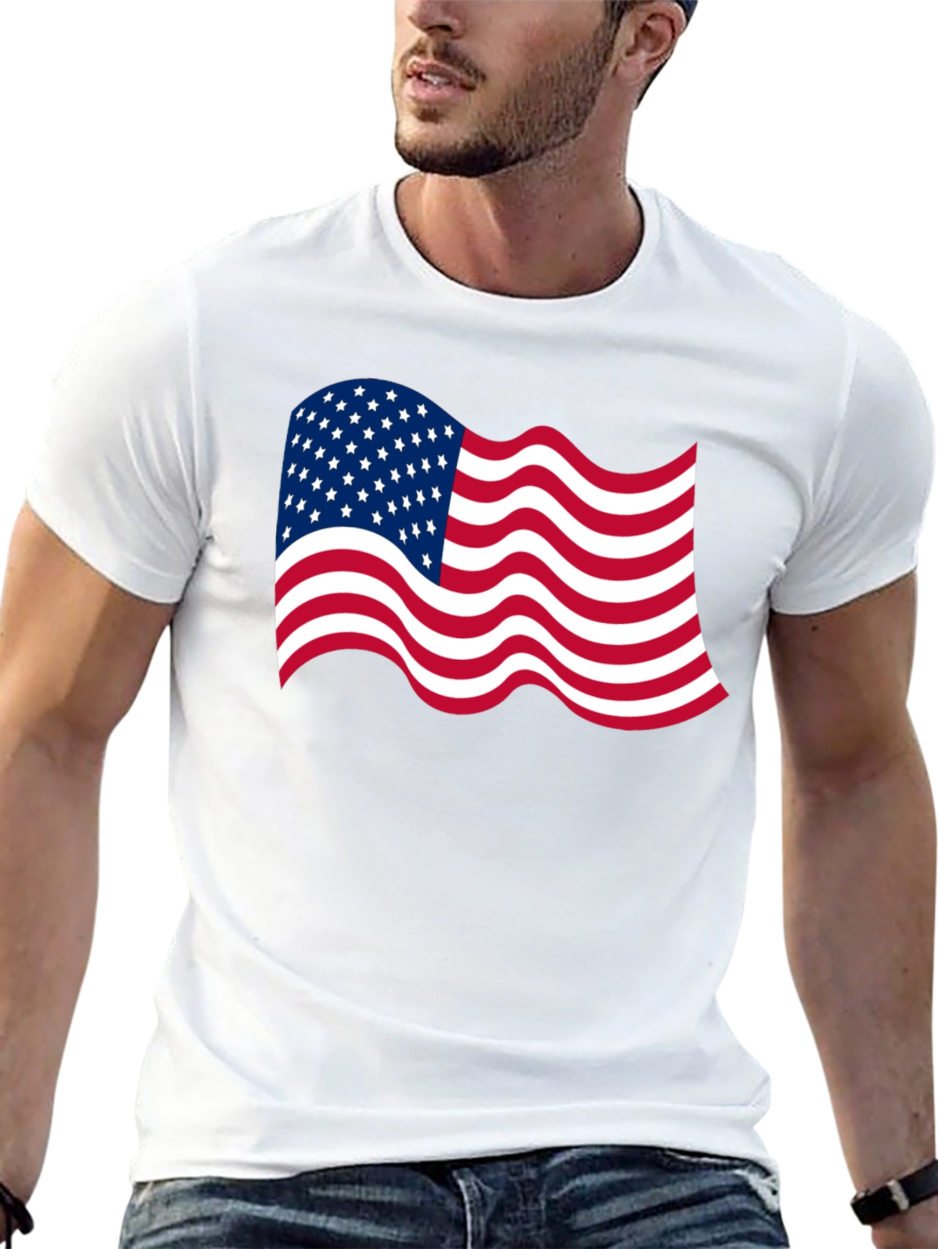American Flag Wavy Graphic Tee