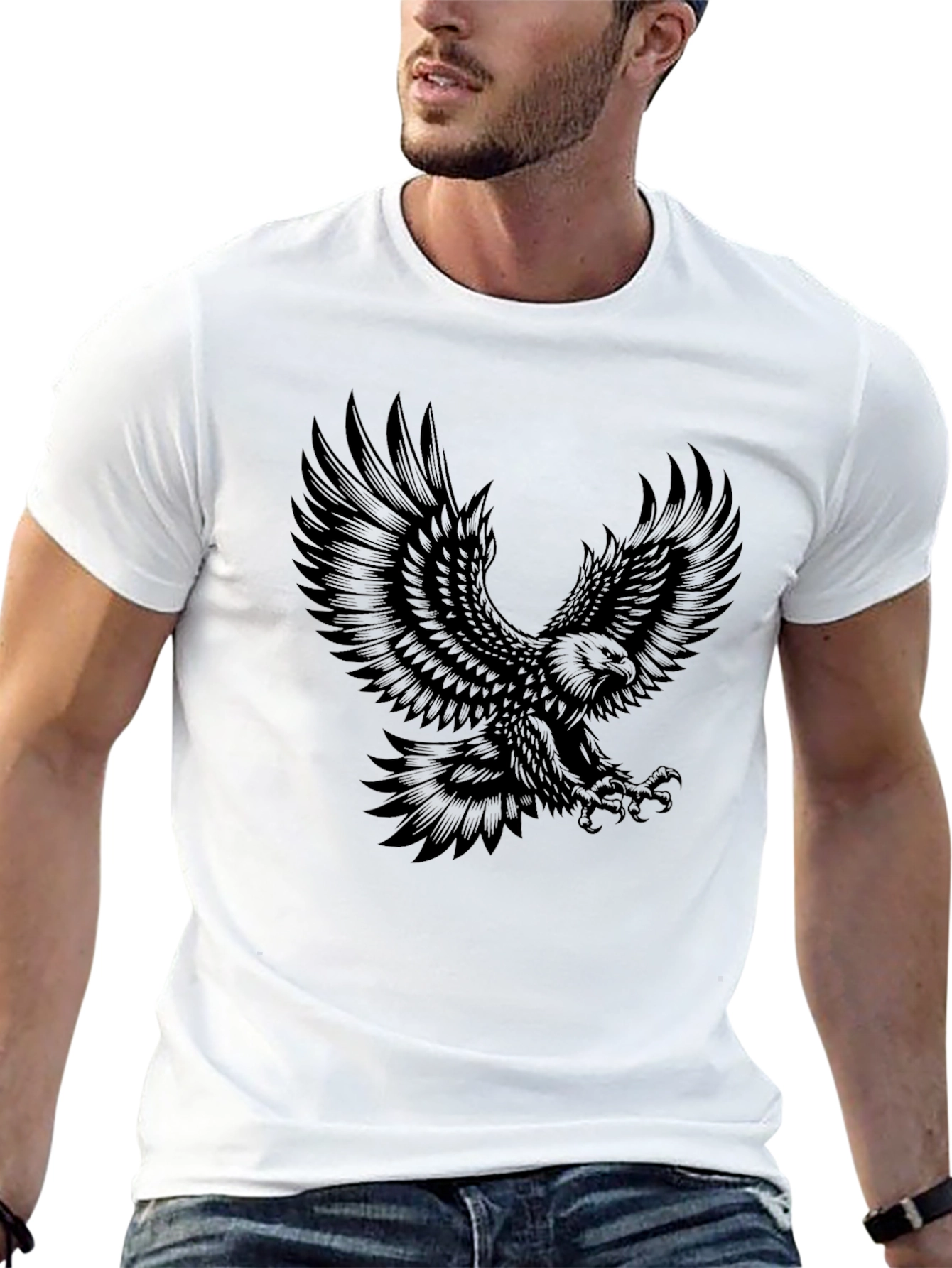 Black Eagle Graphic Tee - Mens Fashion