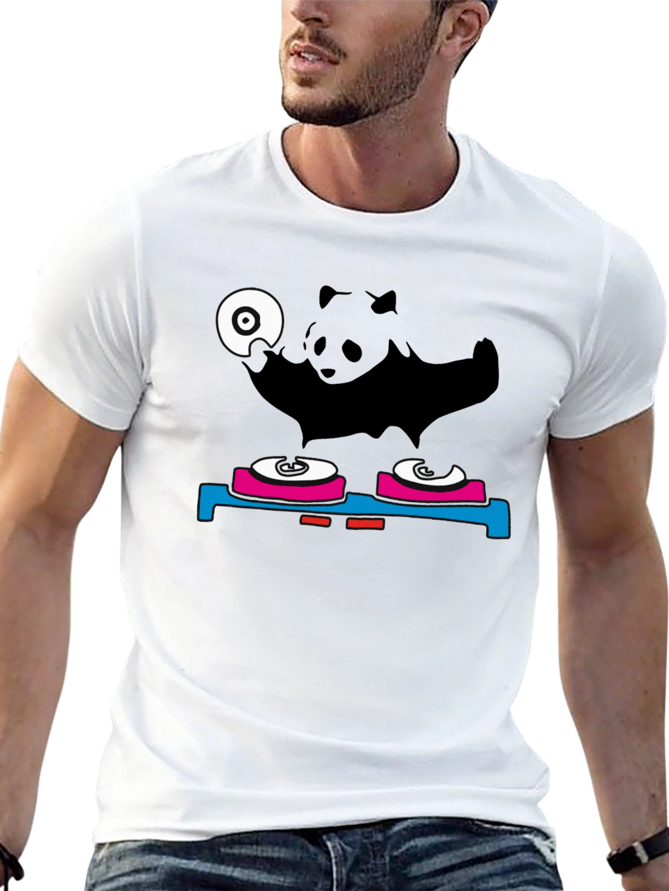 DJ Panda Graphic Tee - Black Cotton Blend
