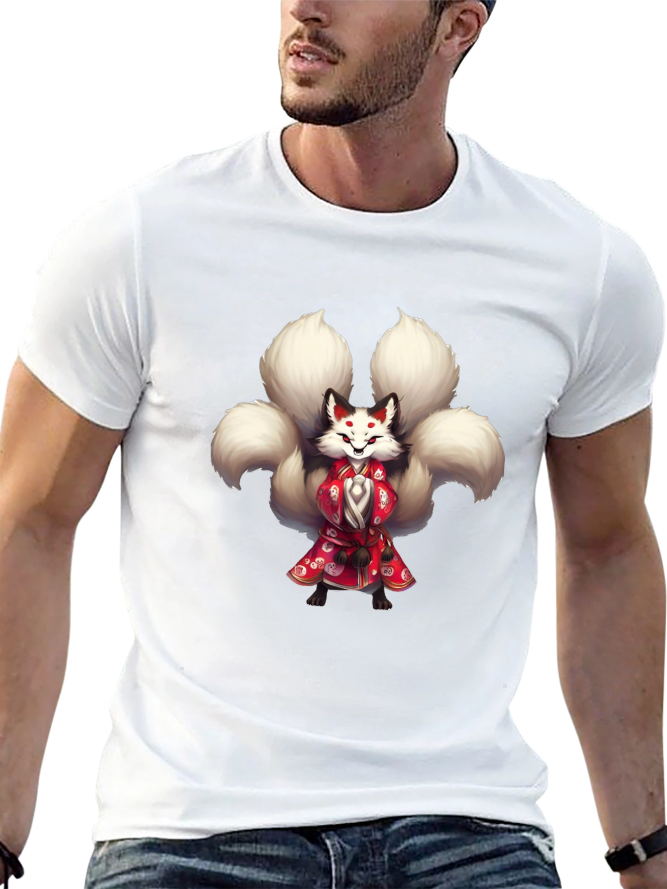Nine-Tailed Fox Graphic Tee - Unique Anime Style