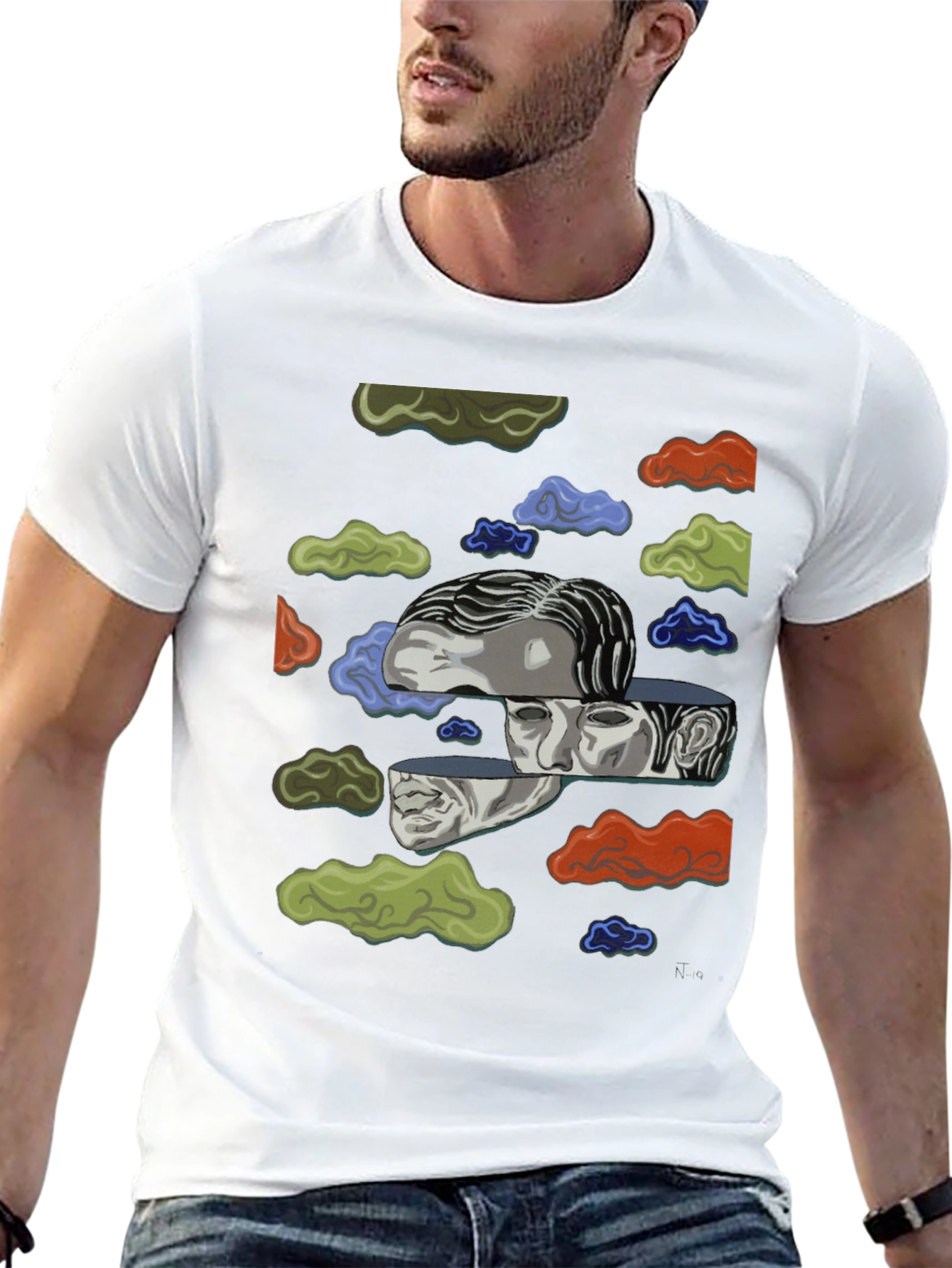 Surreal Cloud Face Graphic T-Shirt