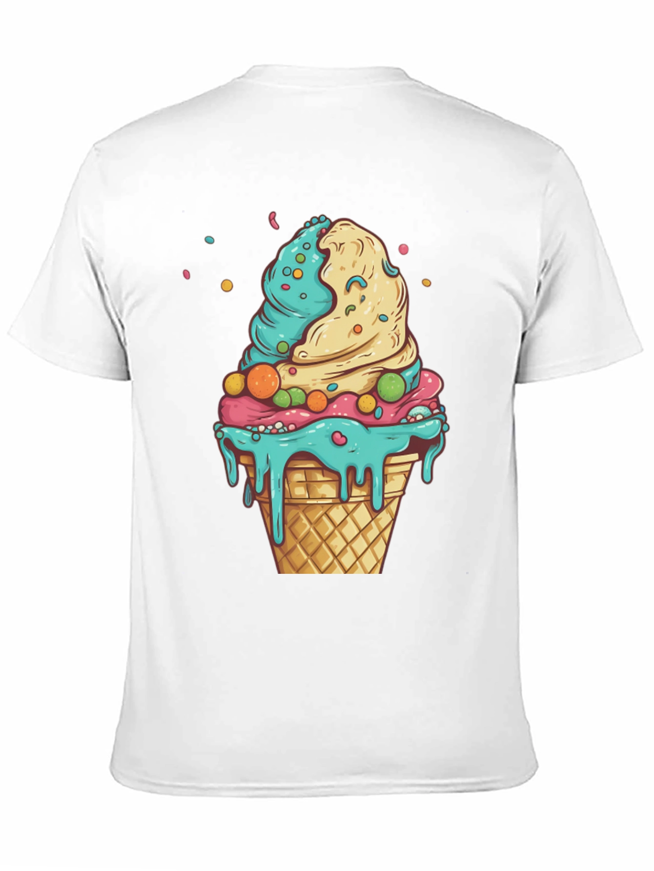 Ice Cream Cone Graphic Tee - Black Cotton Shirt