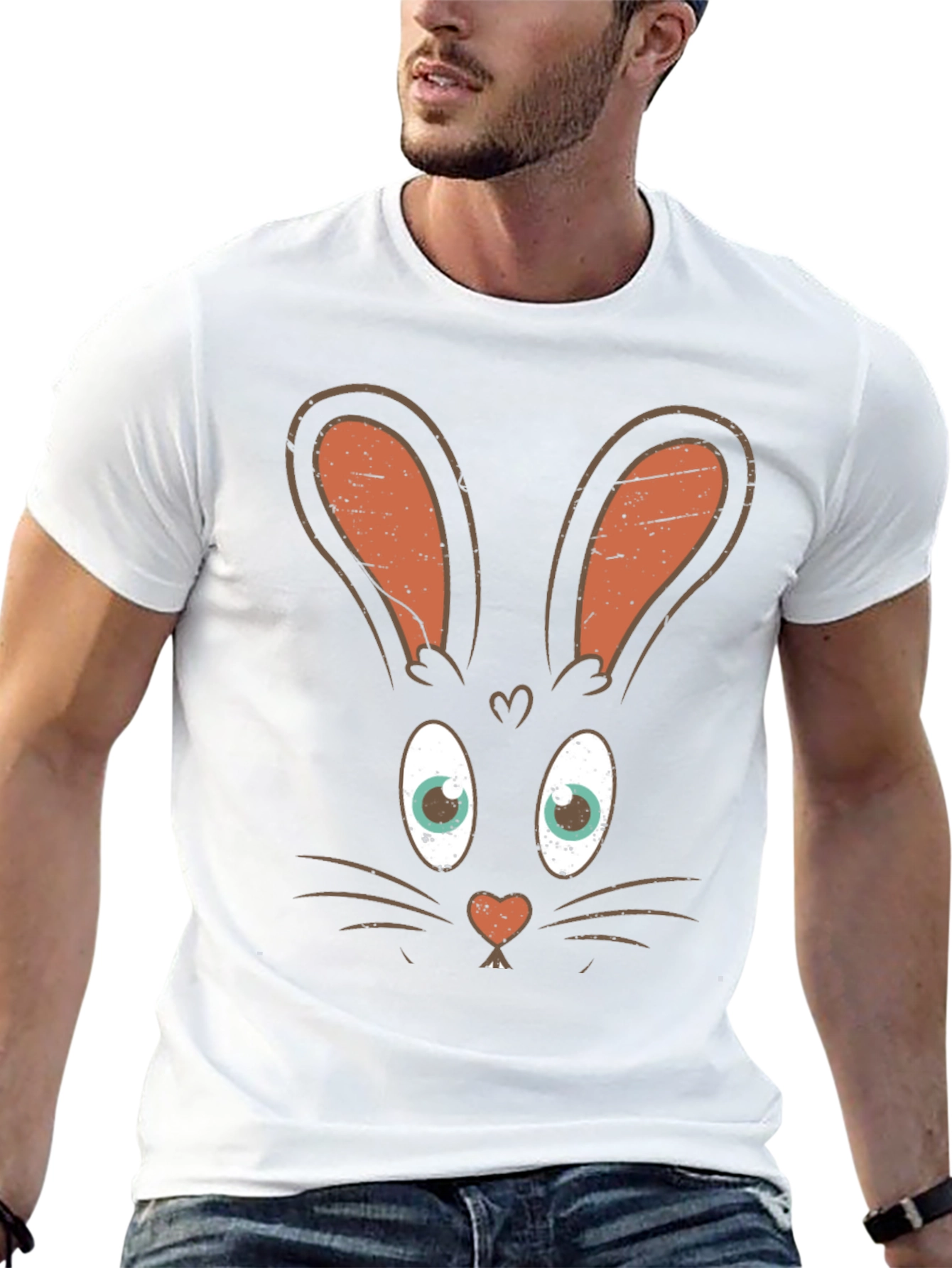 Bunny Face Graphic Tee - Easter Fun