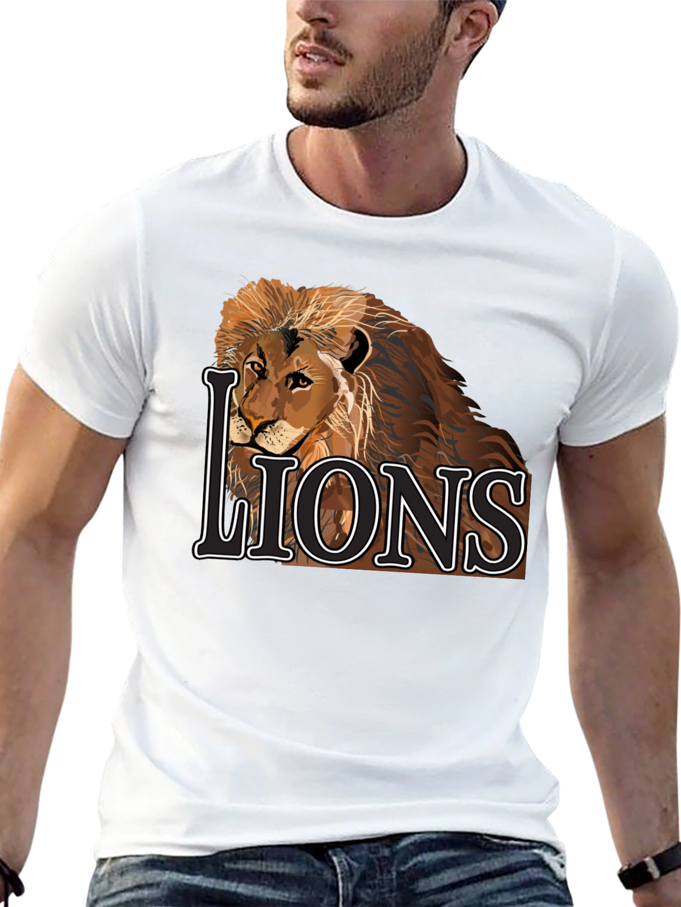 Lion Graphic Tee - Black Cotton Lions T-Shirt