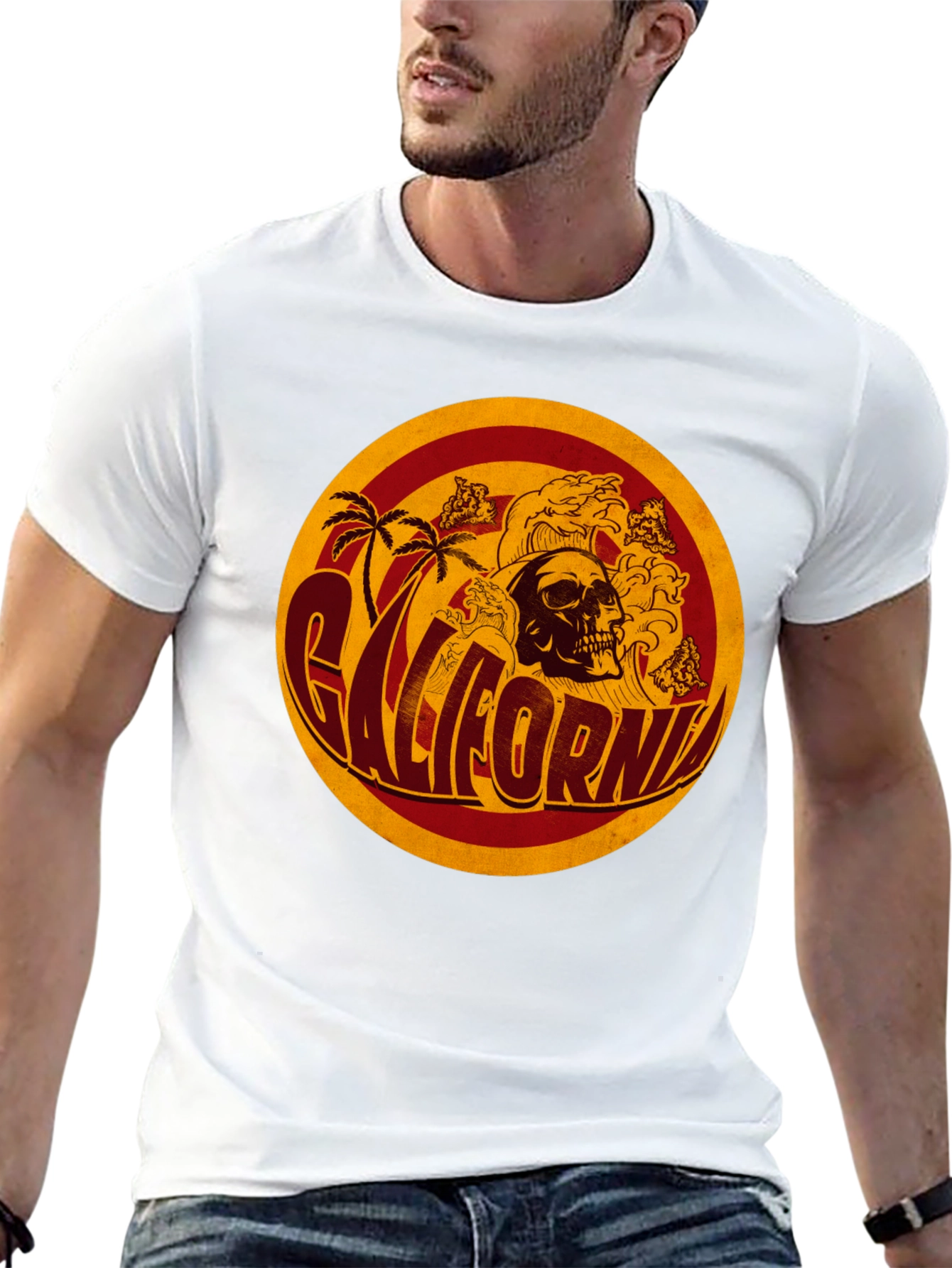 California Skull Graphic T-Shirt - Retro Style