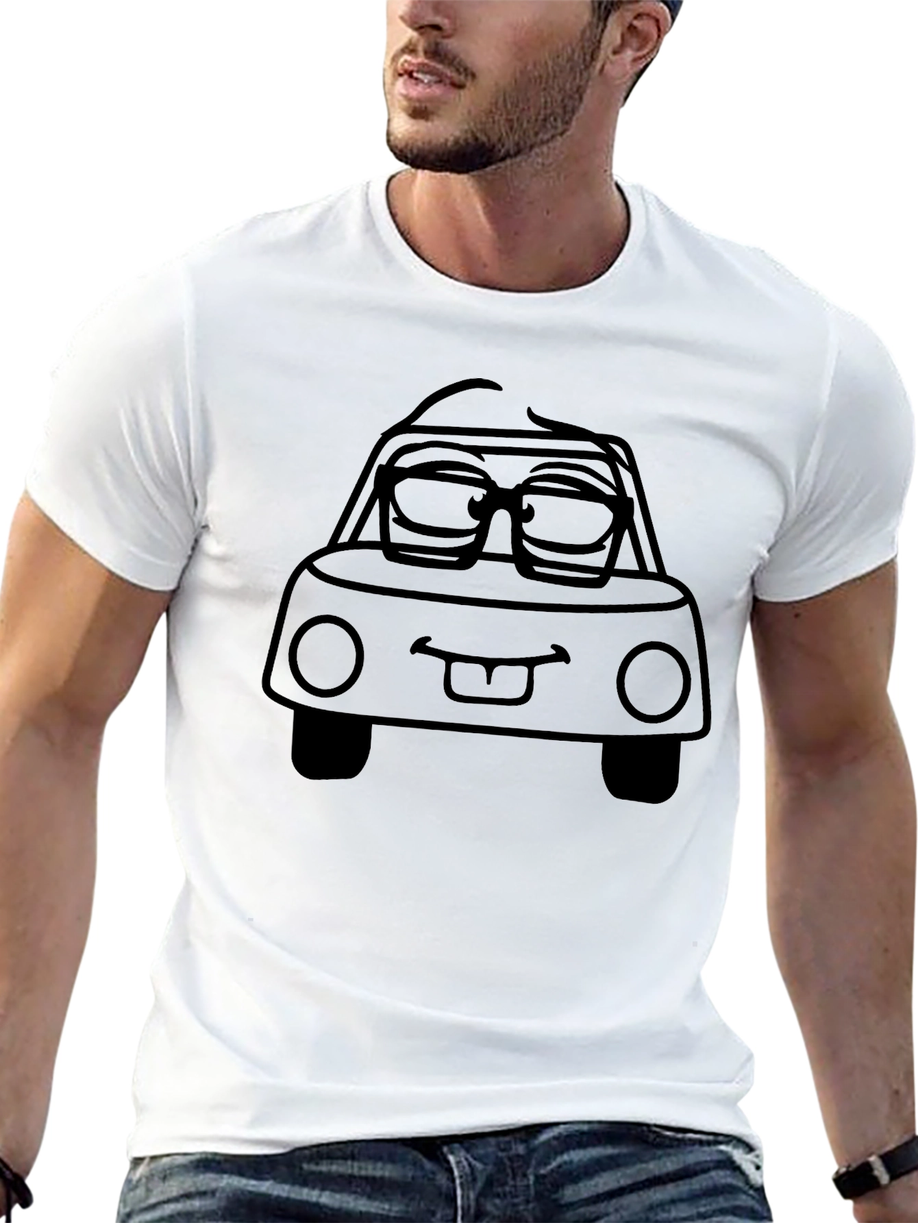 Cartoon Car Graphic Tee - Mens Black T-Shirt
