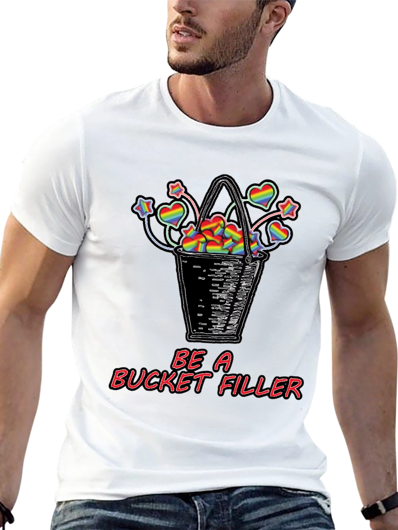 Be a Bucket Filler Rainbow Hearts Graphic Tee