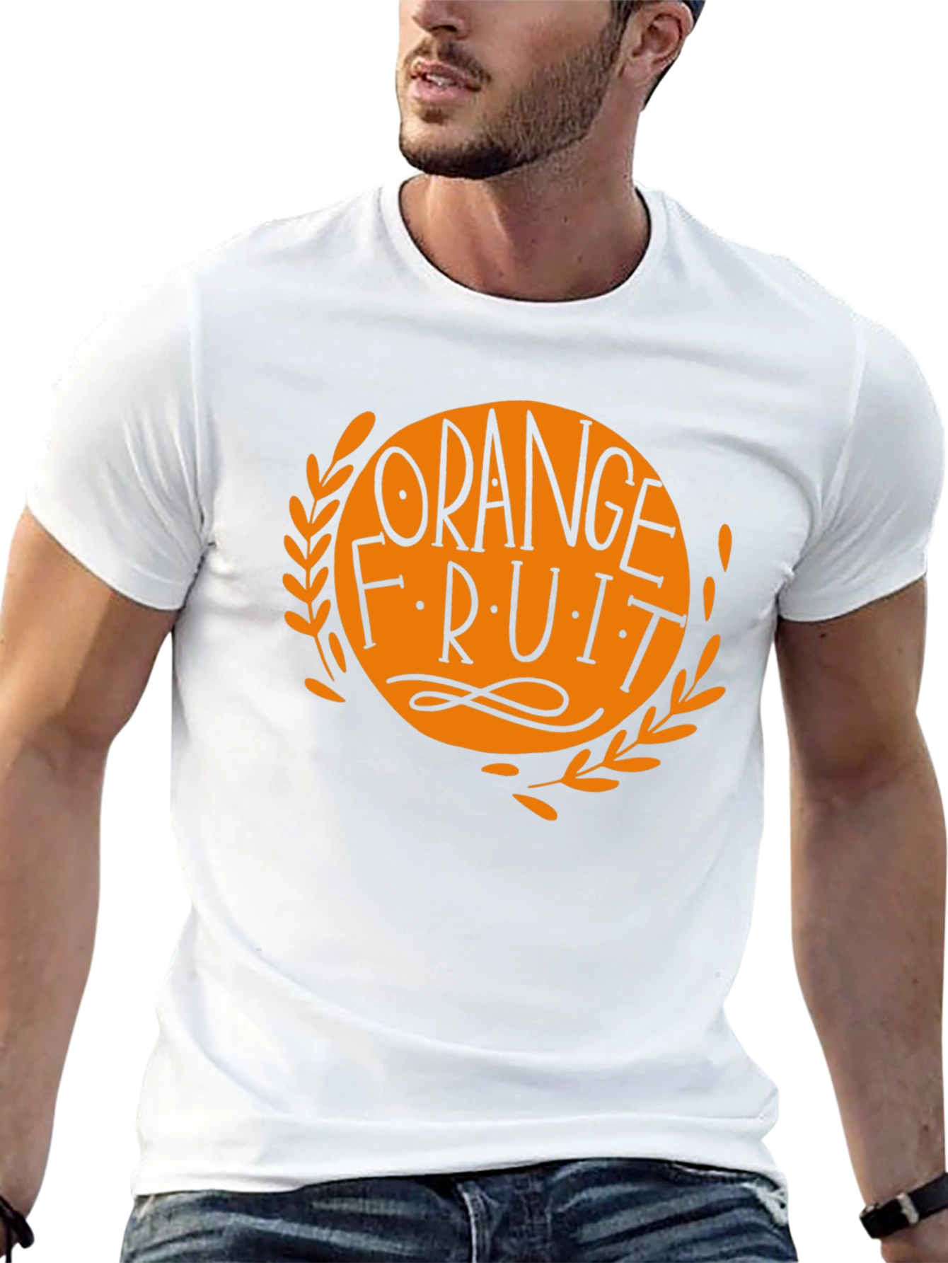 Orange Fruit Graphic Black T-Shirt
