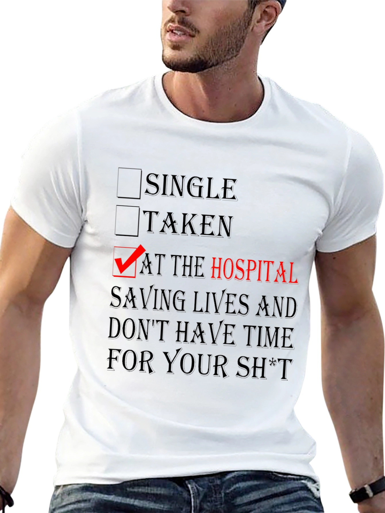 At The Hospital Saving Lives Black Graphic Tee