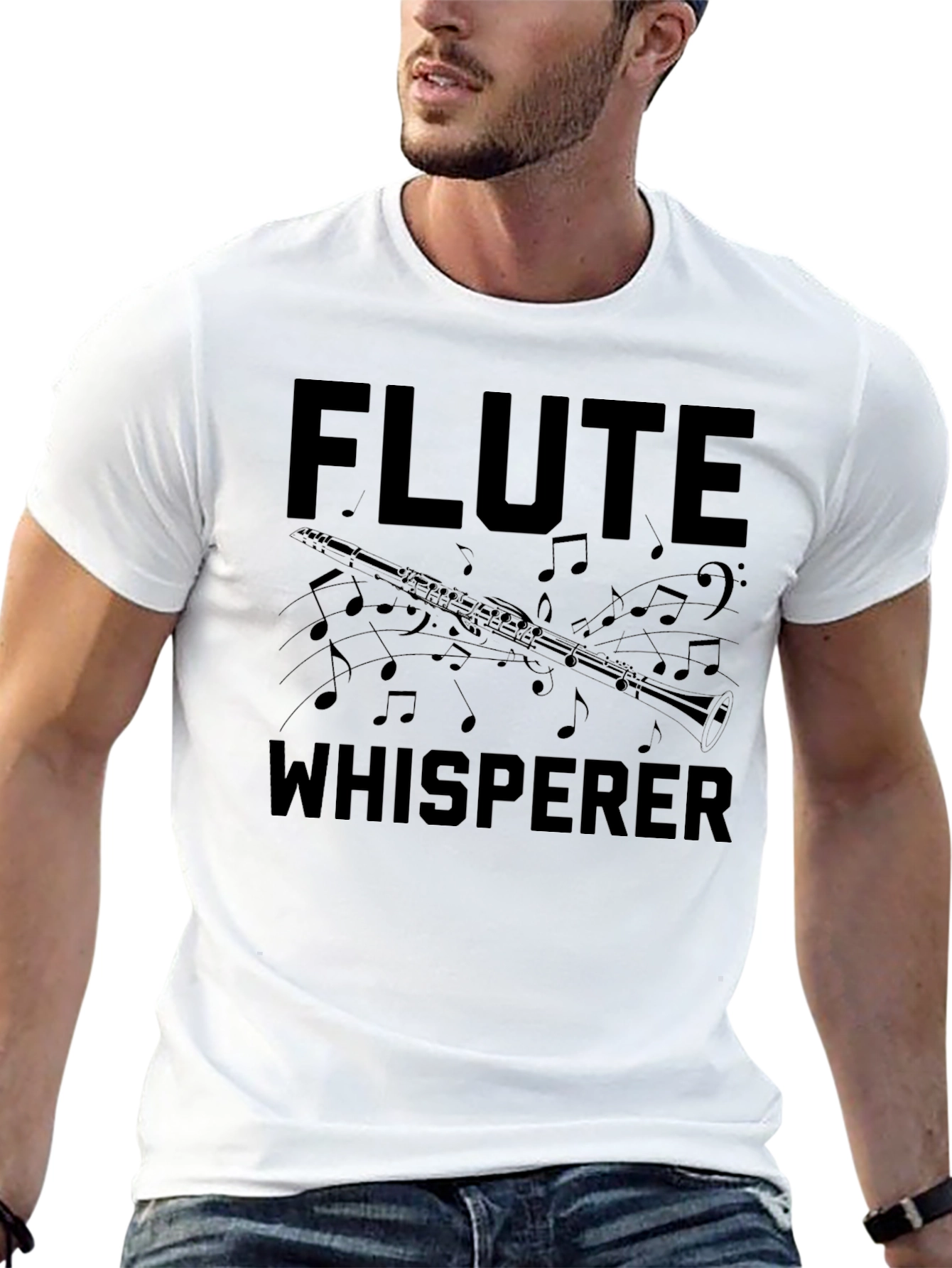 Flute Whisperer Black T-Shirt - Music Lover Tee