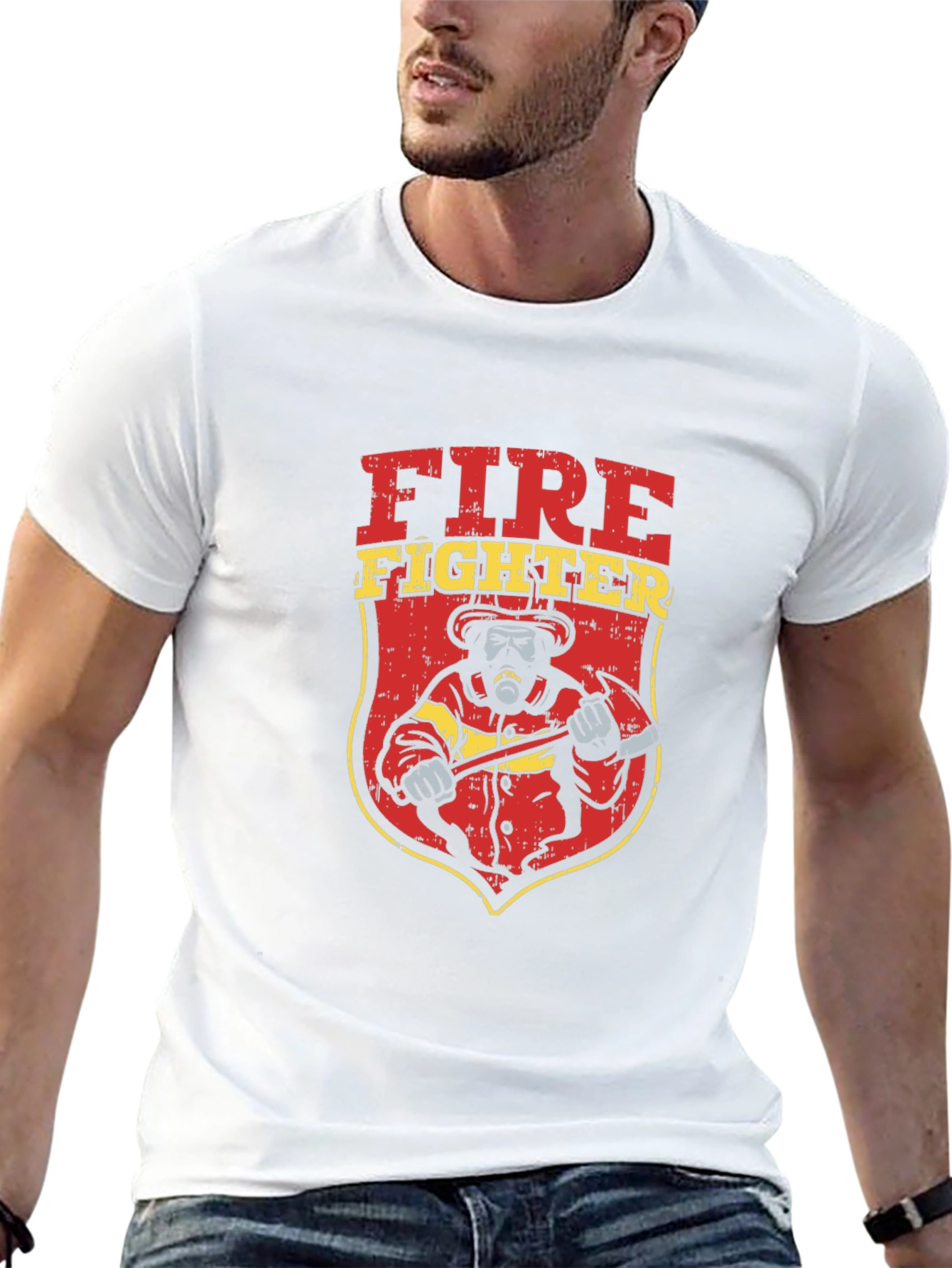 Firefighter Graphic Tee - Black Cotton T-Shirt