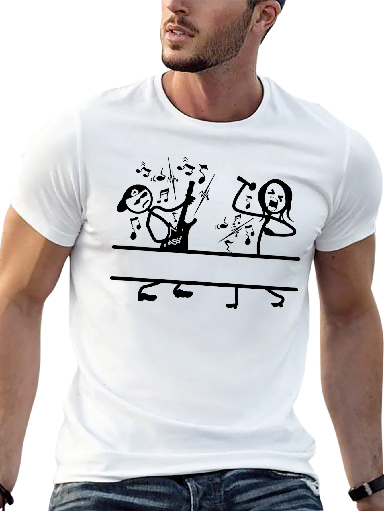 Stick Figure Band Graphic T-Shirt