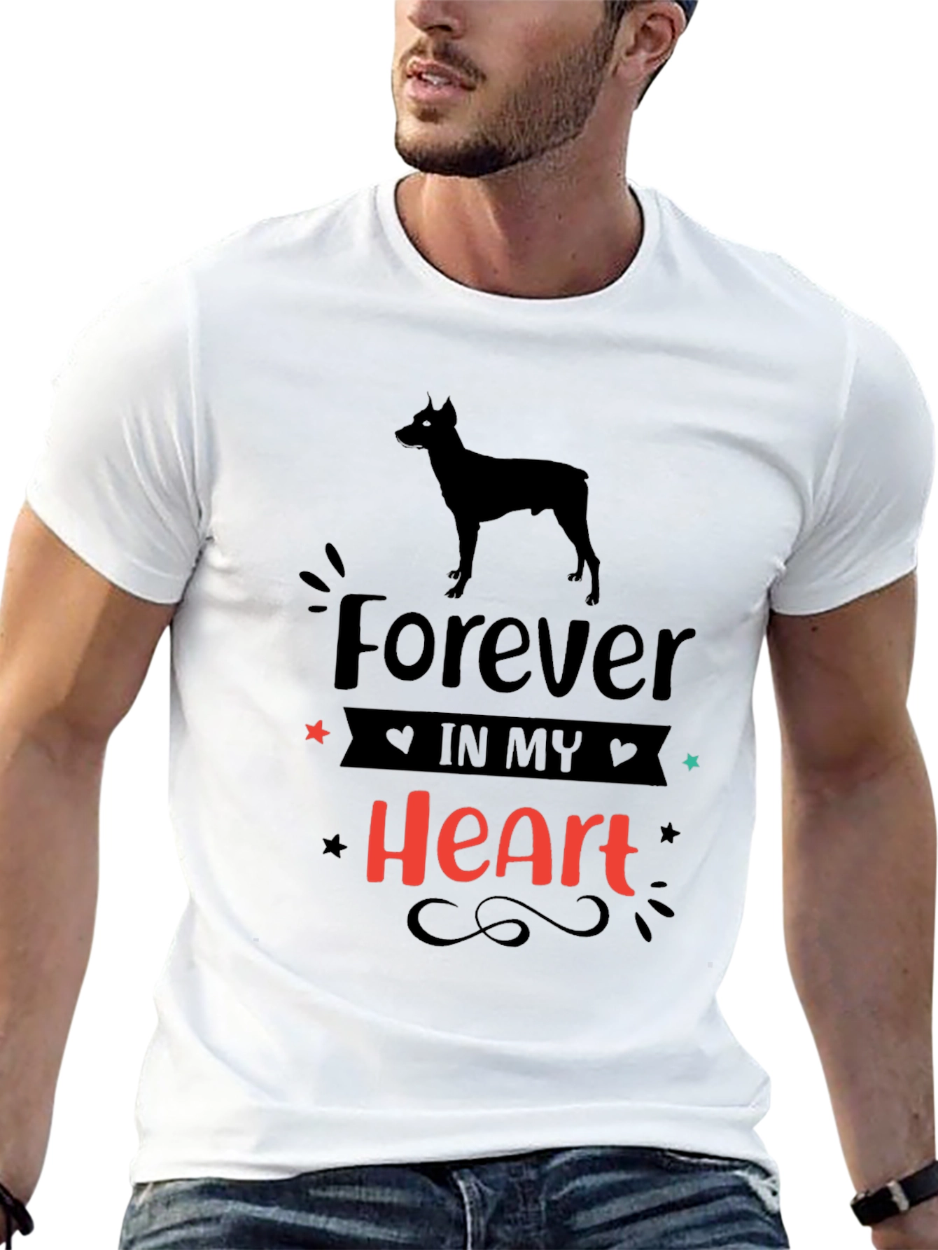 Dog Lover Forever in My Heart Black T-Shirt