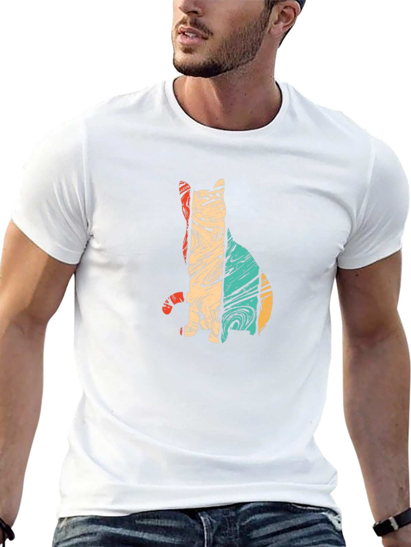 Retro Cat Silhouette Graphic Tee