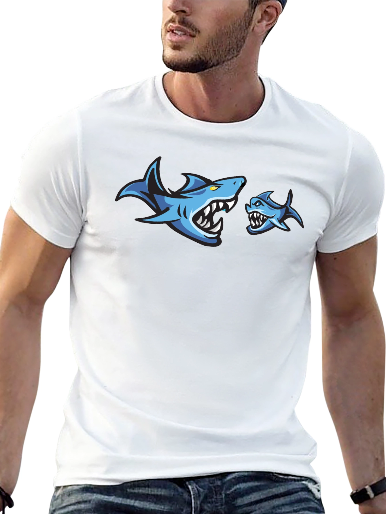 Shark Graphic Print Crew Neck T-Shirt