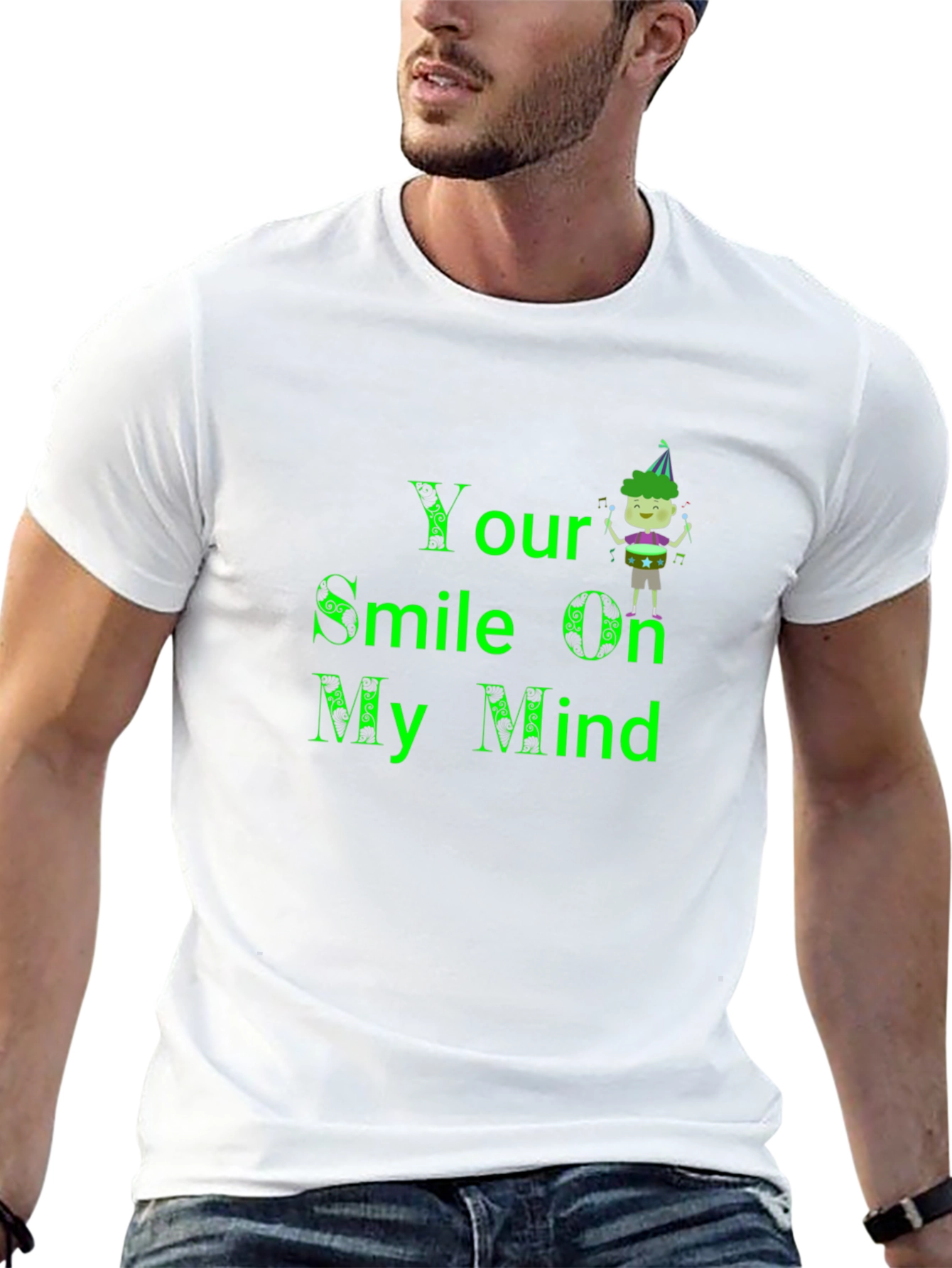Your Smile On My Mind Black Graphic T-Shirt