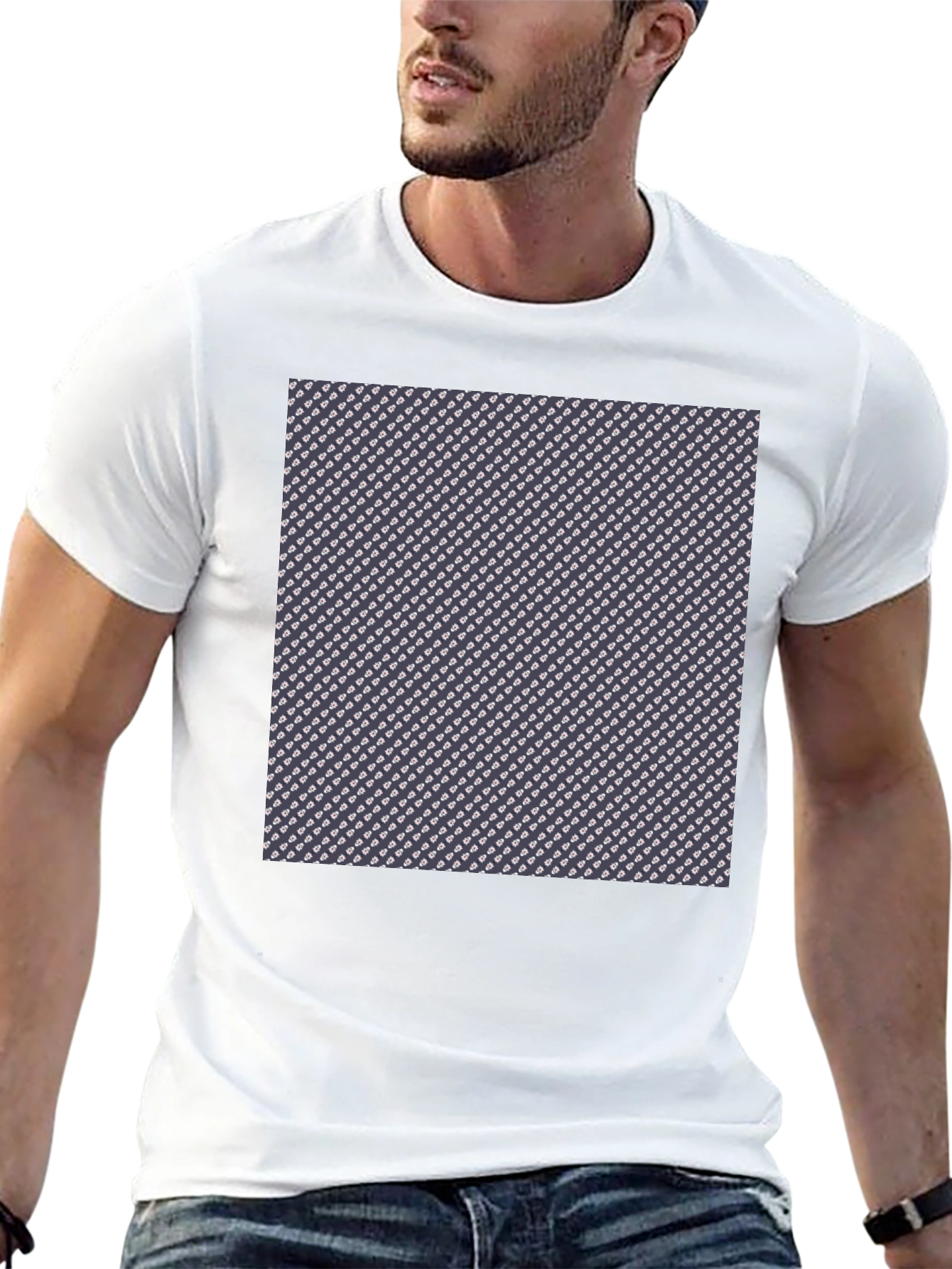 Patterned Print Crew Neck T-Shirt