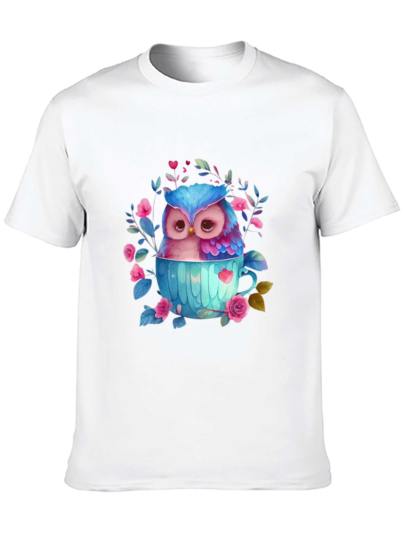 Owl in Teacup Graphic Tee - Cute Bird T-Shirt