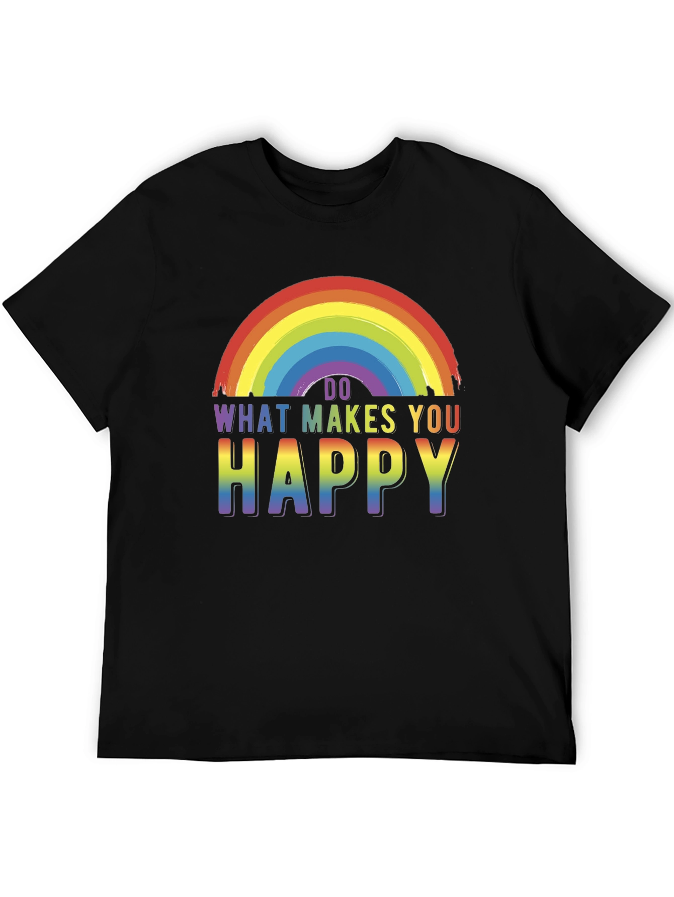 Rainbow Do What Makes You Happy Black Tee