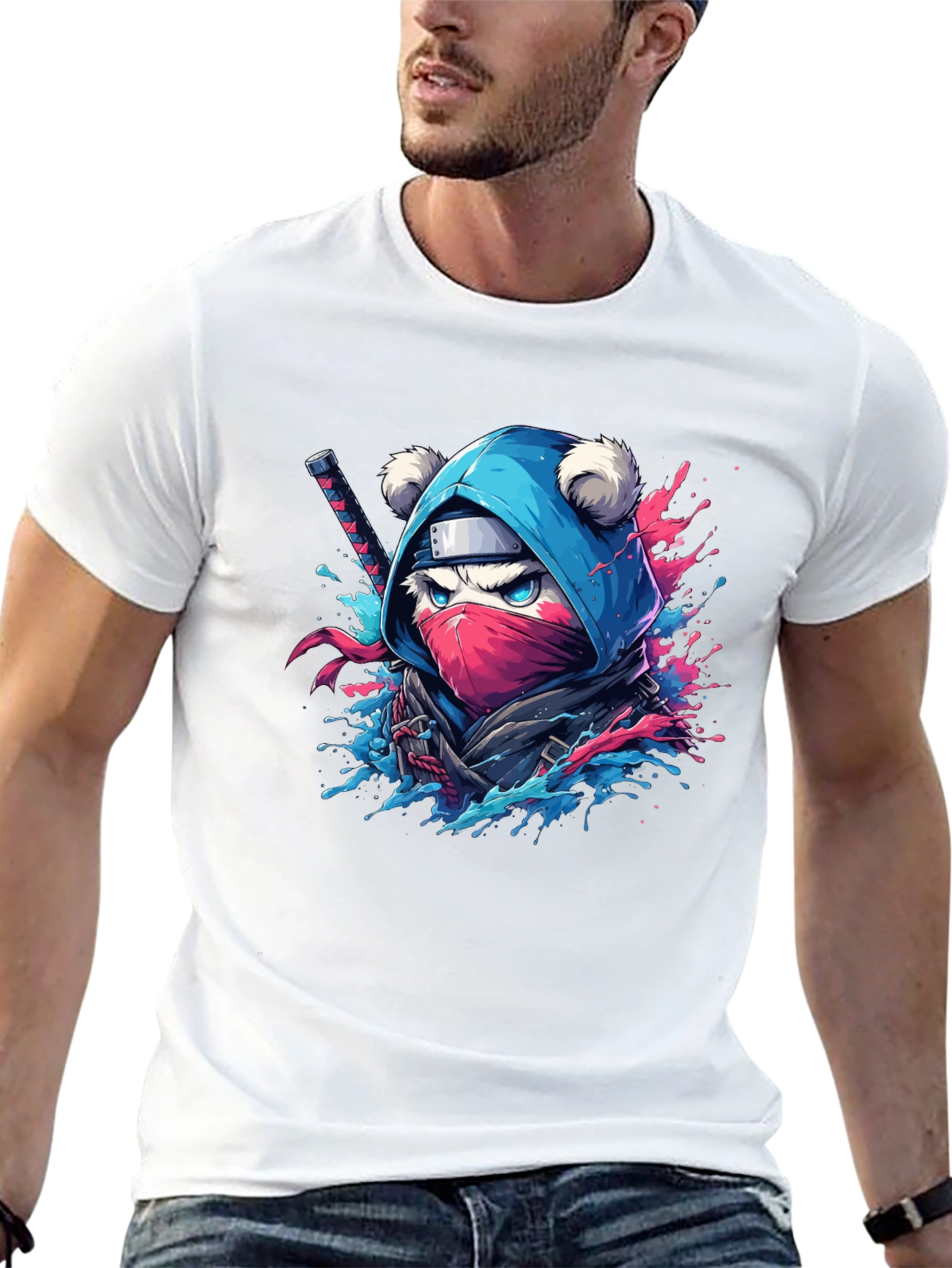 Ninja Bear Graphic Tee - Black T-Shirt