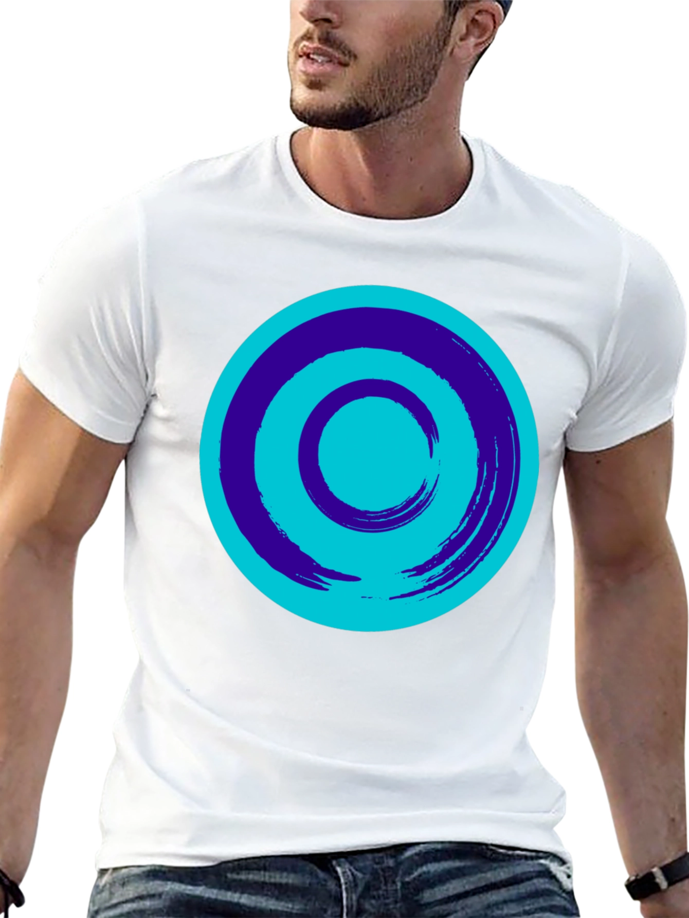 Abstract Circle Graphic Black T-Shirt