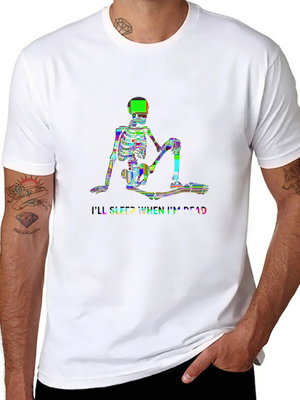 Funny Bone Tee – Skeleton sitting, 'I'LL