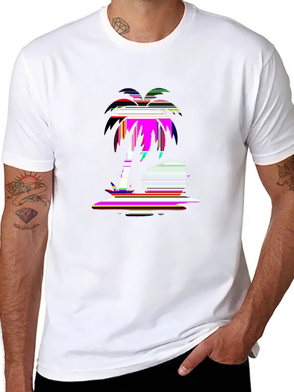 Summer Vibes Tee – Coconut palm, 'PARADISE