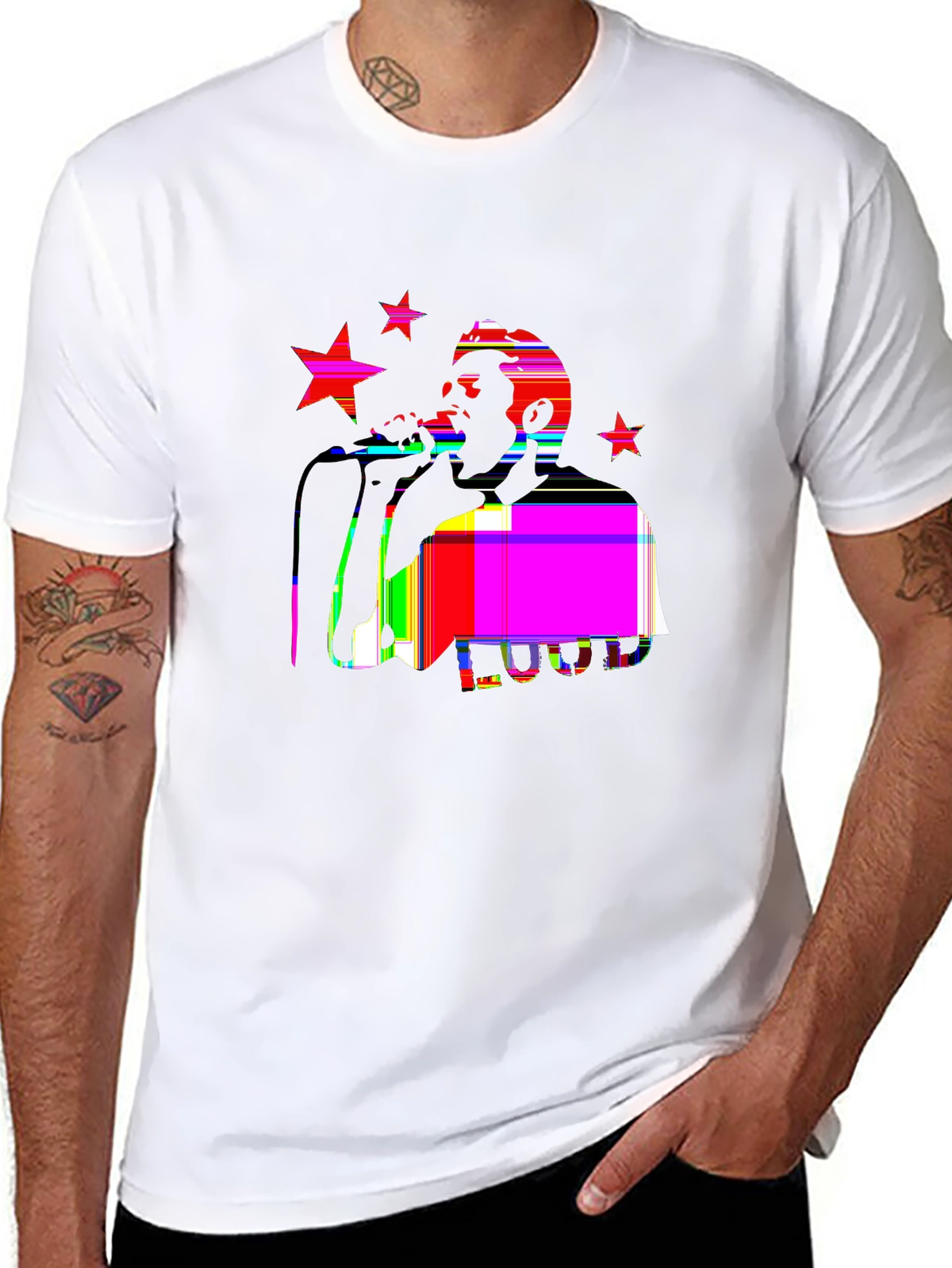 Vibes Music Tee – Microphone with stars