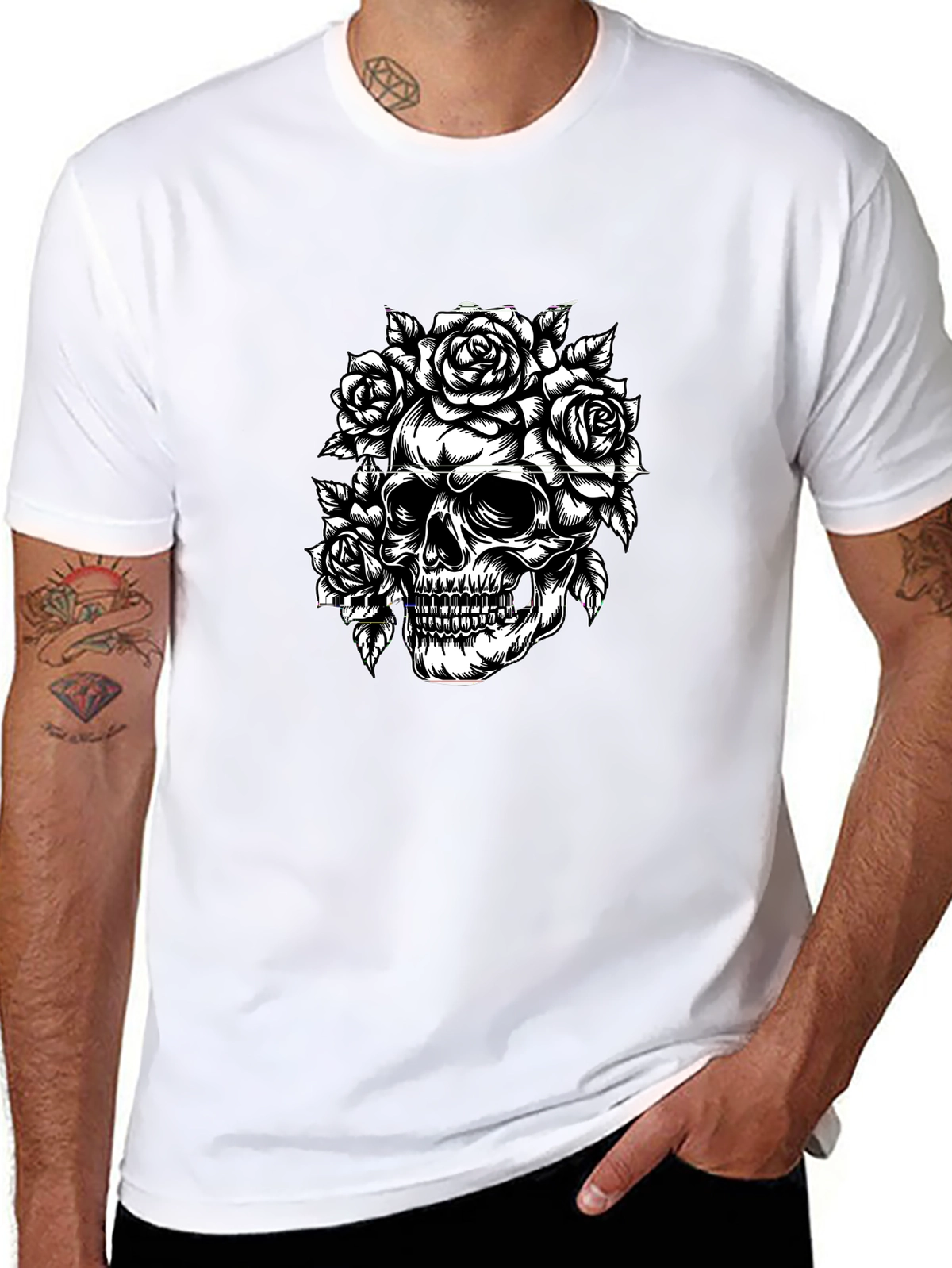 Dark Aesthetic Tee – Skull with roses