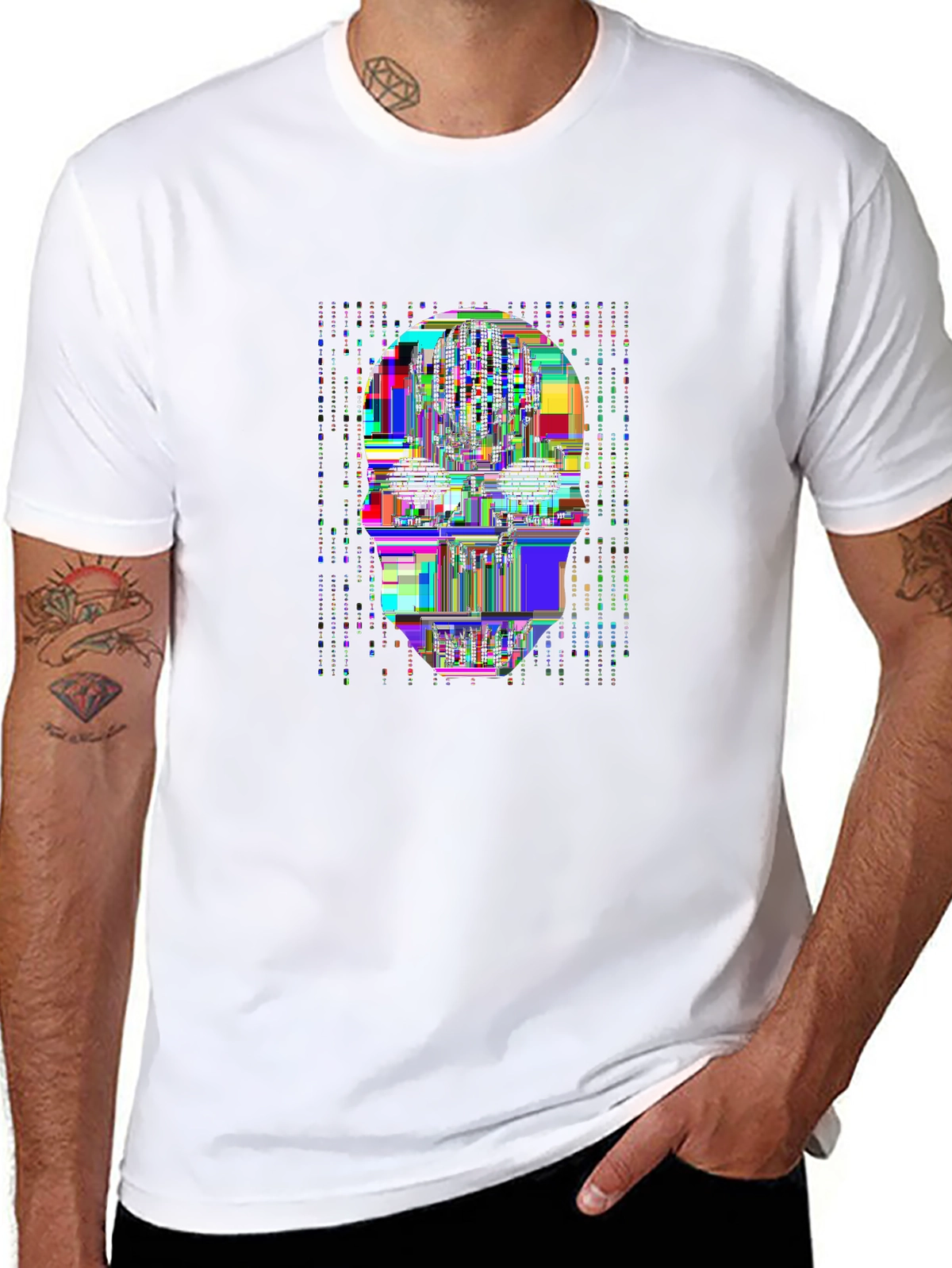 Future Tech Tee – Hacker skull, matrix