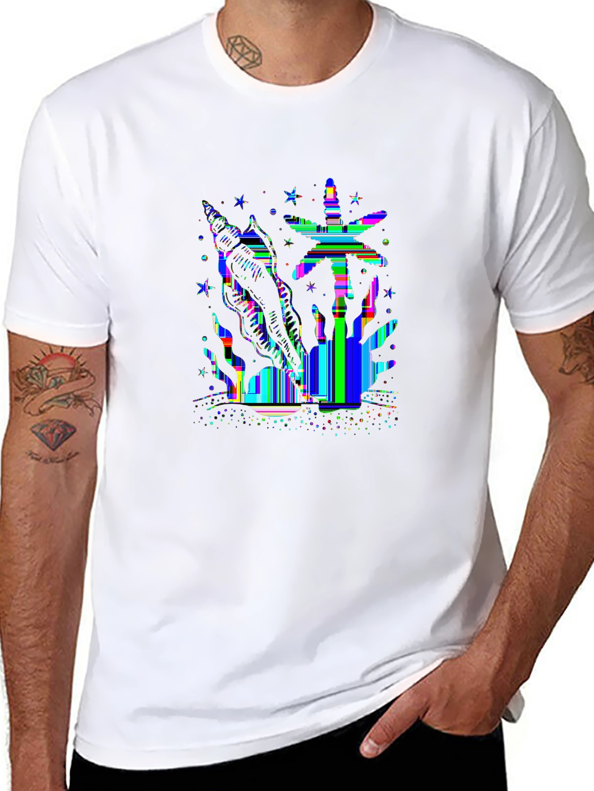 Summer Vibes Tee – Seashell and starfish