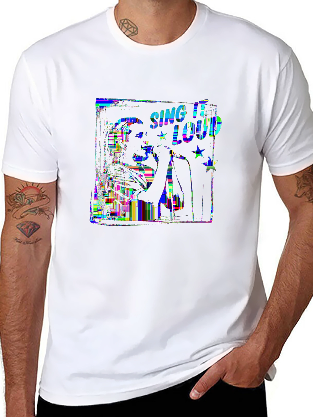 Vibes Music Tee – Microphone with stars