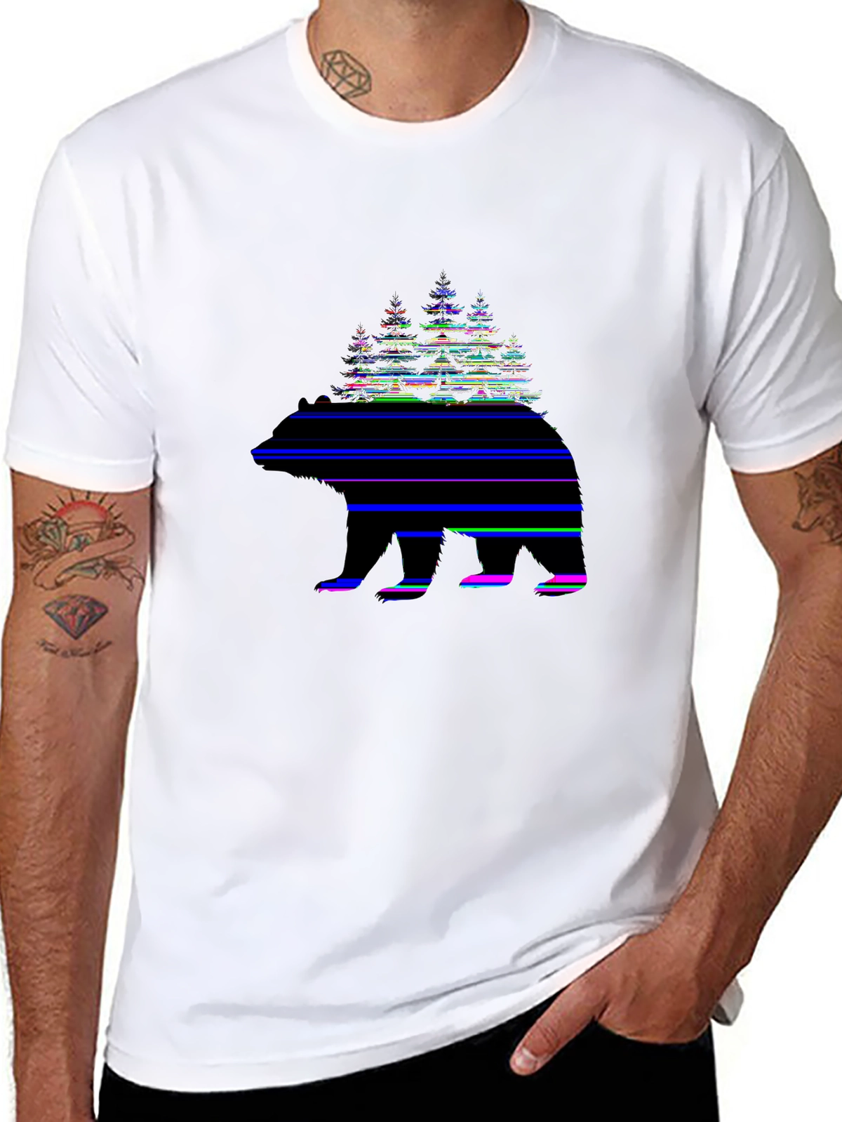 Wild Explorer Tee – Bear silhouette, forest